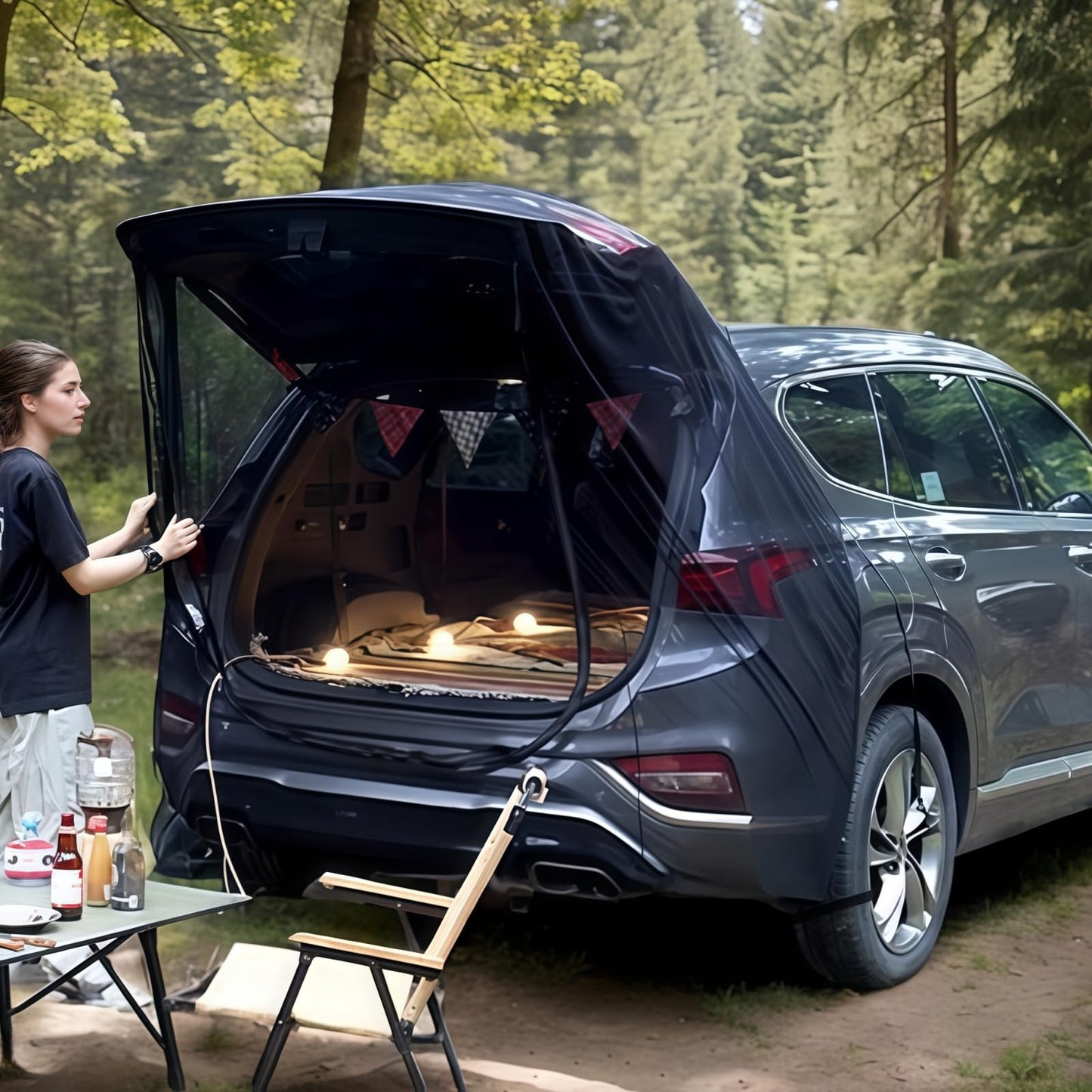 Car Camping Tailgate Mesh Screen for SUV, Mini Van, Great for Ventilation and Mosquito Prevention Car Camping Accessories