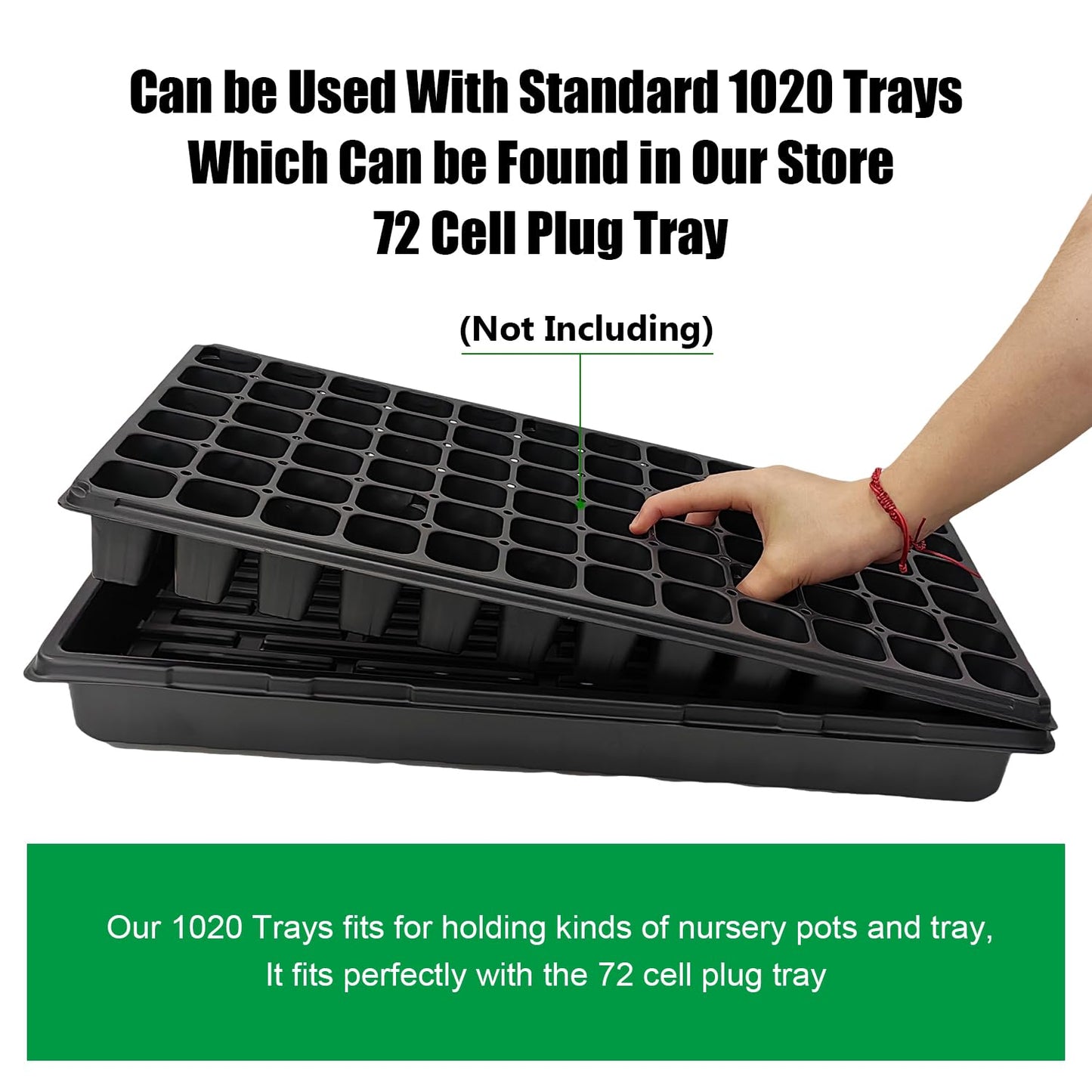 RooTrimmer 1020 Trays Sturdy Farmer Self Seedling Nursery Tray Plastic Seeds Starter Trays 10 Pieces Standard Size 2.35inch Deep Without Holes (10-Pack Without Holes)