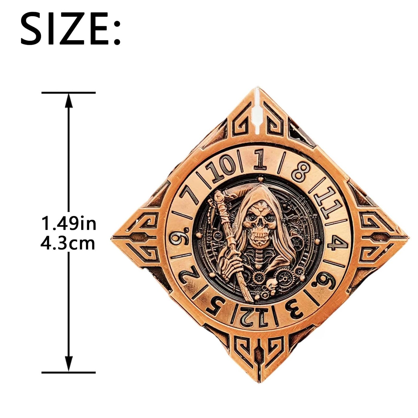 DND Spinner Dice, 7-in-1 Metal Dice Set with Gifts Case for DND Gifts, 3D Relief Polyhedral Roleplaying Game Dice, Fantasy D&D Tabletop RPG Dice (Ancient Gold)