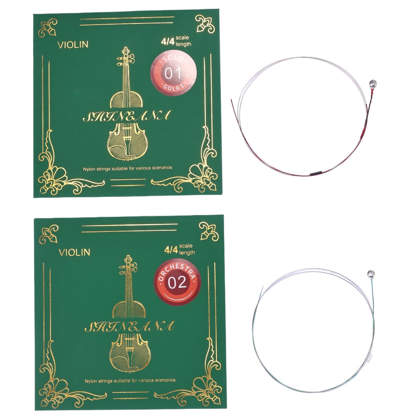 4/4 Full Set Violin Strings with BONUS GOLD E String | Premium Synthetic Core for Warm, Rich Sound & Enhanced Projection | Medium Tension, Concert-Tested | Fits All 4/4 Violins