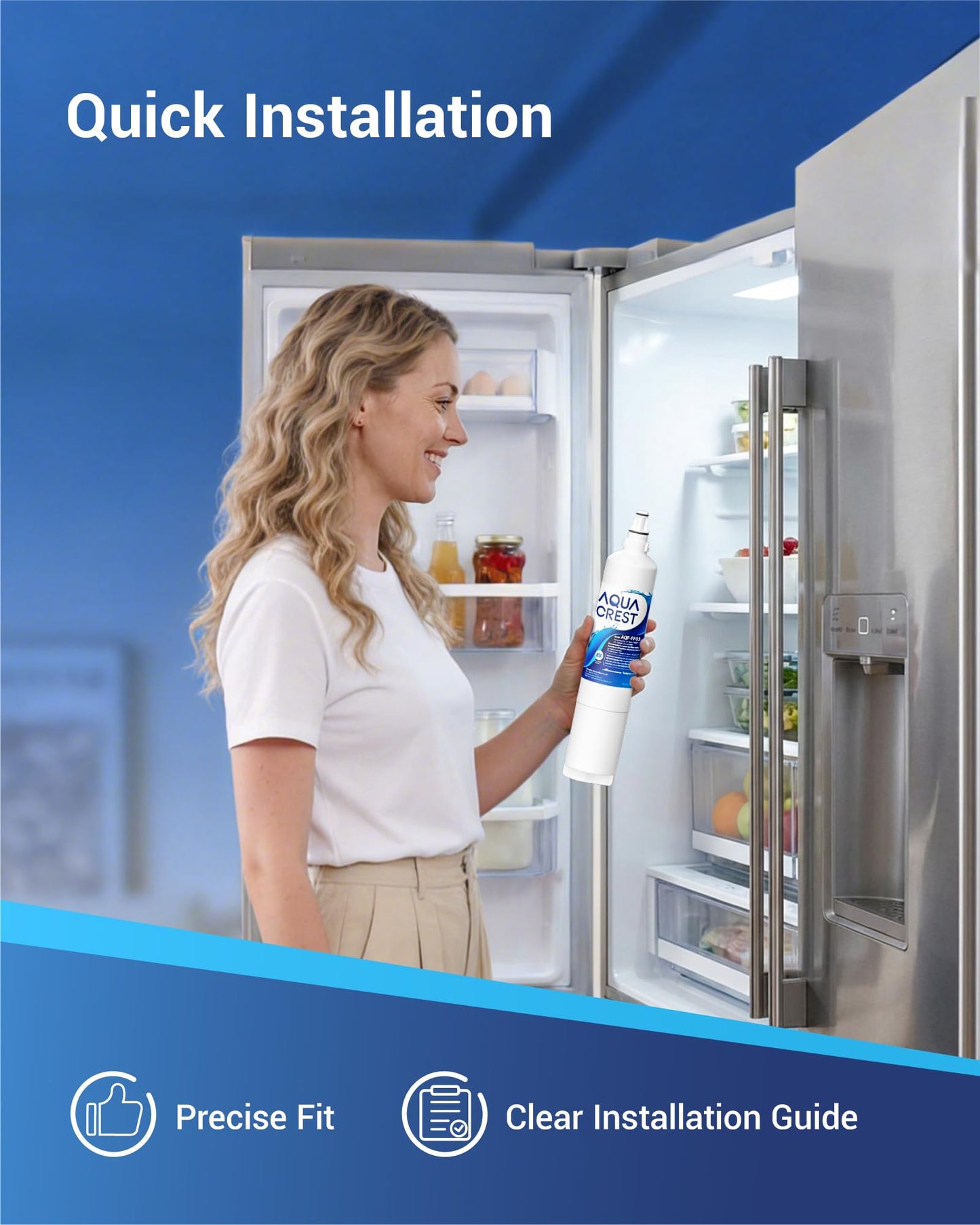 AQUA CREST Refrigerator Water Filter Replacement for Samsung DA29-00020A/B, HAF-CIN/EXP, RF28HFEDBSR, RF263BEAESR, RF263TEAESG, RF28HDEDBSR, RF4287HARS, RF4267HARS, DA97-08006A, 3 Pack