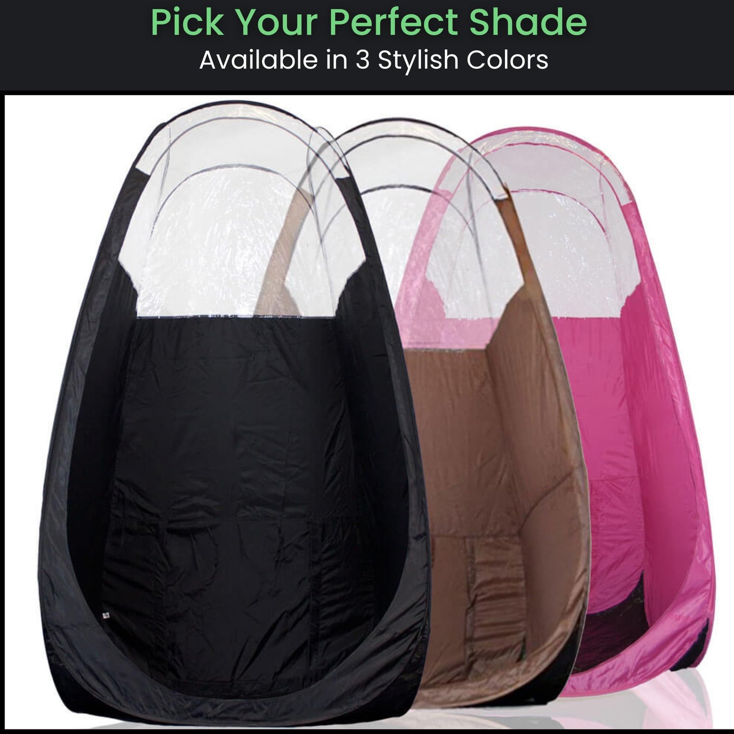Large Spray Tan Tent – Deluxe Pop Up Tent Portable Tanning Booth with Carry Case – Clear Window for Perfect Spray Tanning – Easy Clean for Home & Salon(Black)