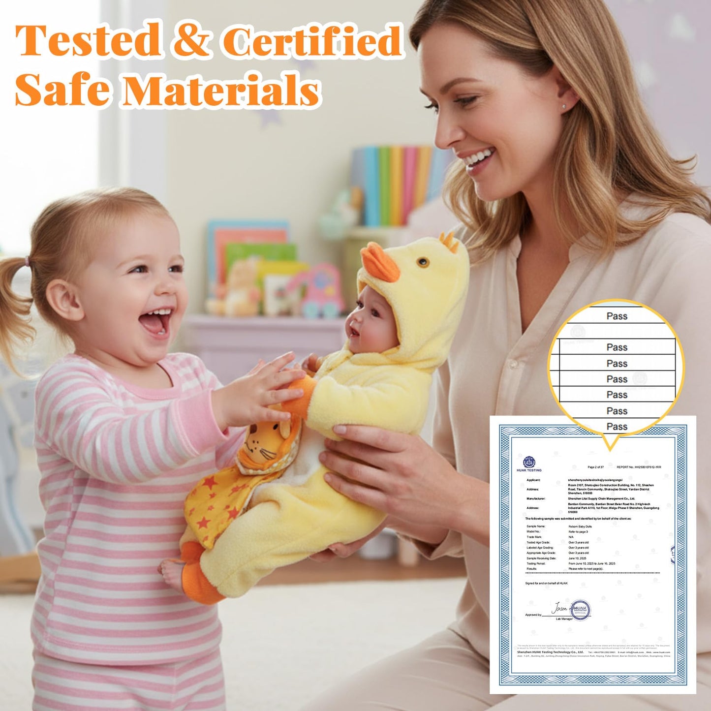 BABESIDE Lightweight Baby Doll Set – 15" Realistic Soft Doll for Girls, Easy to Carry & Hug – Pretend Play & Gift