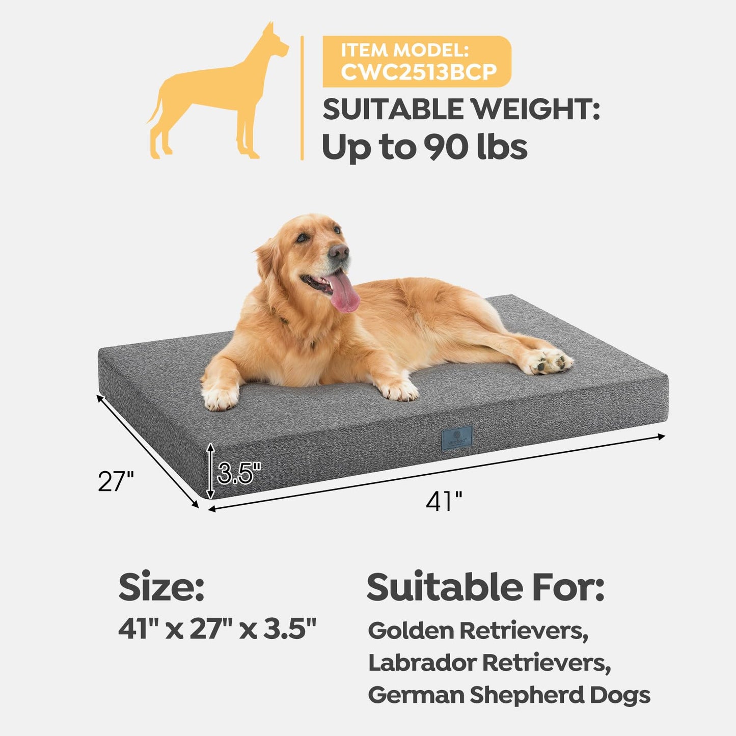 Veehoo Chew Proof Dog Crate Bed, XL Extra Large Indestructible Dog Bed for Crate, Tough Chew Resistant Pet Pad with Removable Washable Cover & Hidden Zipper
