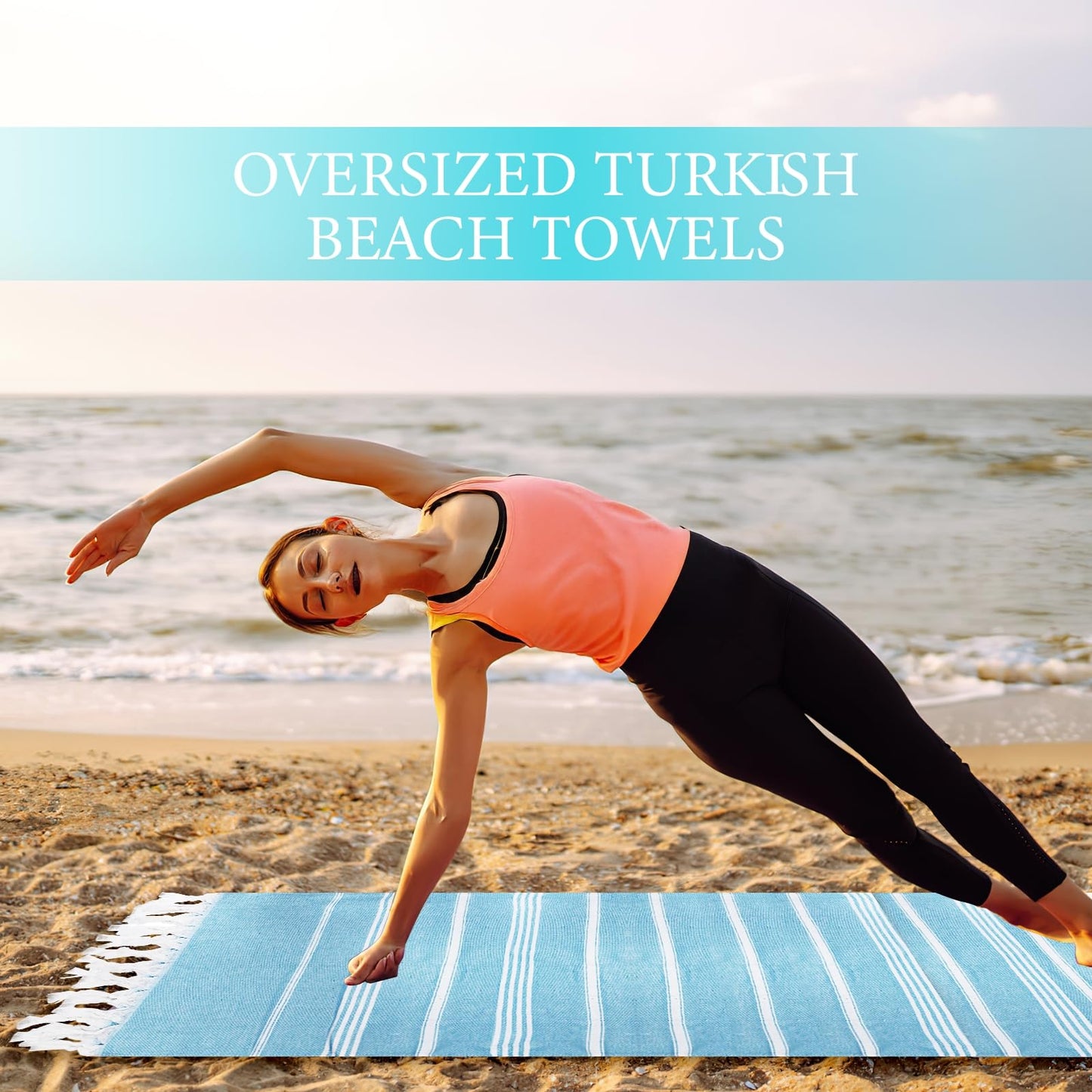 6 Pcs Turkish Beach Towels Quick Dry Cotton Lightweight Thin Bathroom Bath Pool Towels Large Oversized Sand Free Beach Towel for Women Travel,71” x 35”