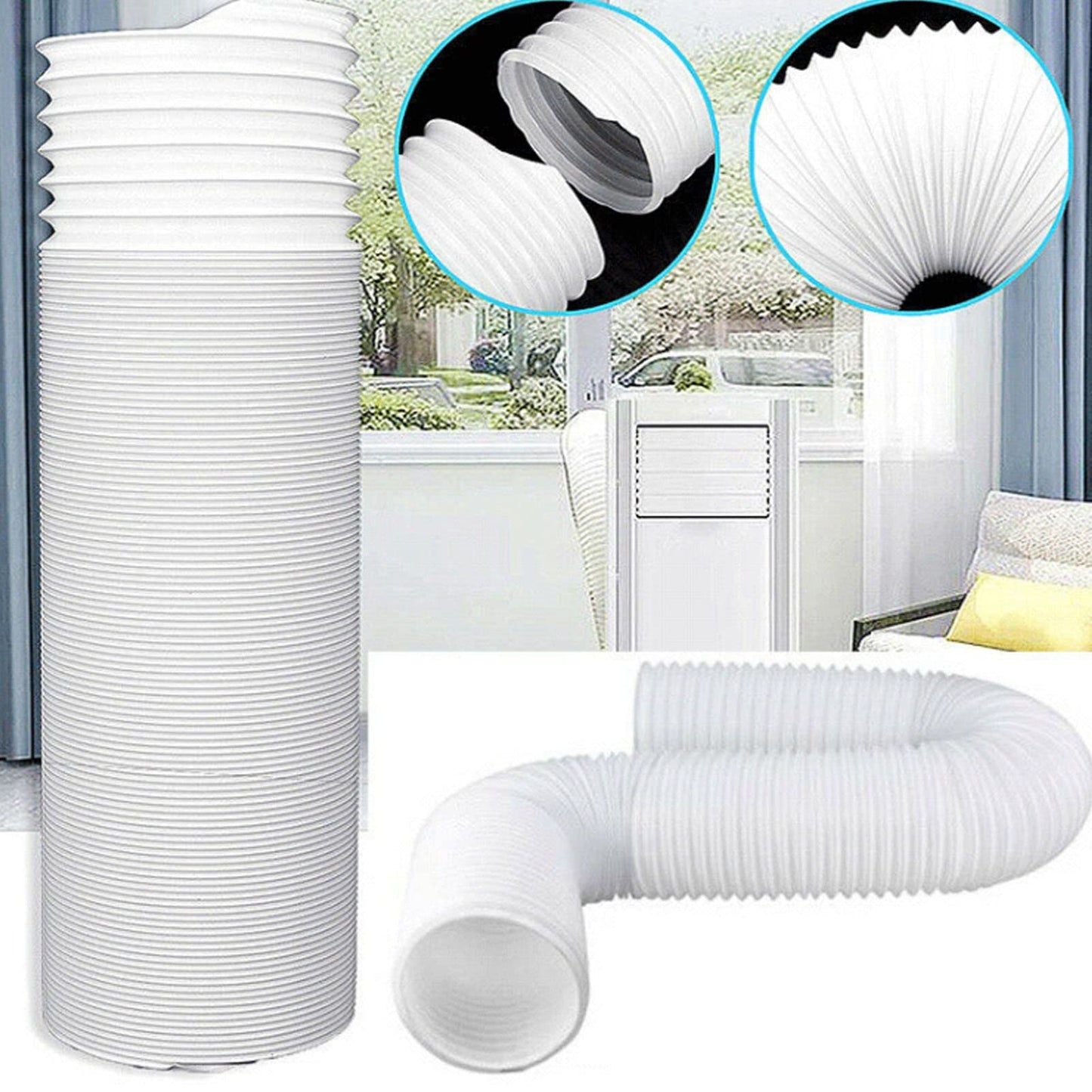 Portable Air Conditioner Hose, 78.7 Inch Long 5.9 Inch Diameter AC Exhaust Vent Flexible Exhaust Hose for Air Conditioner Counter Replacement or Extension Tube