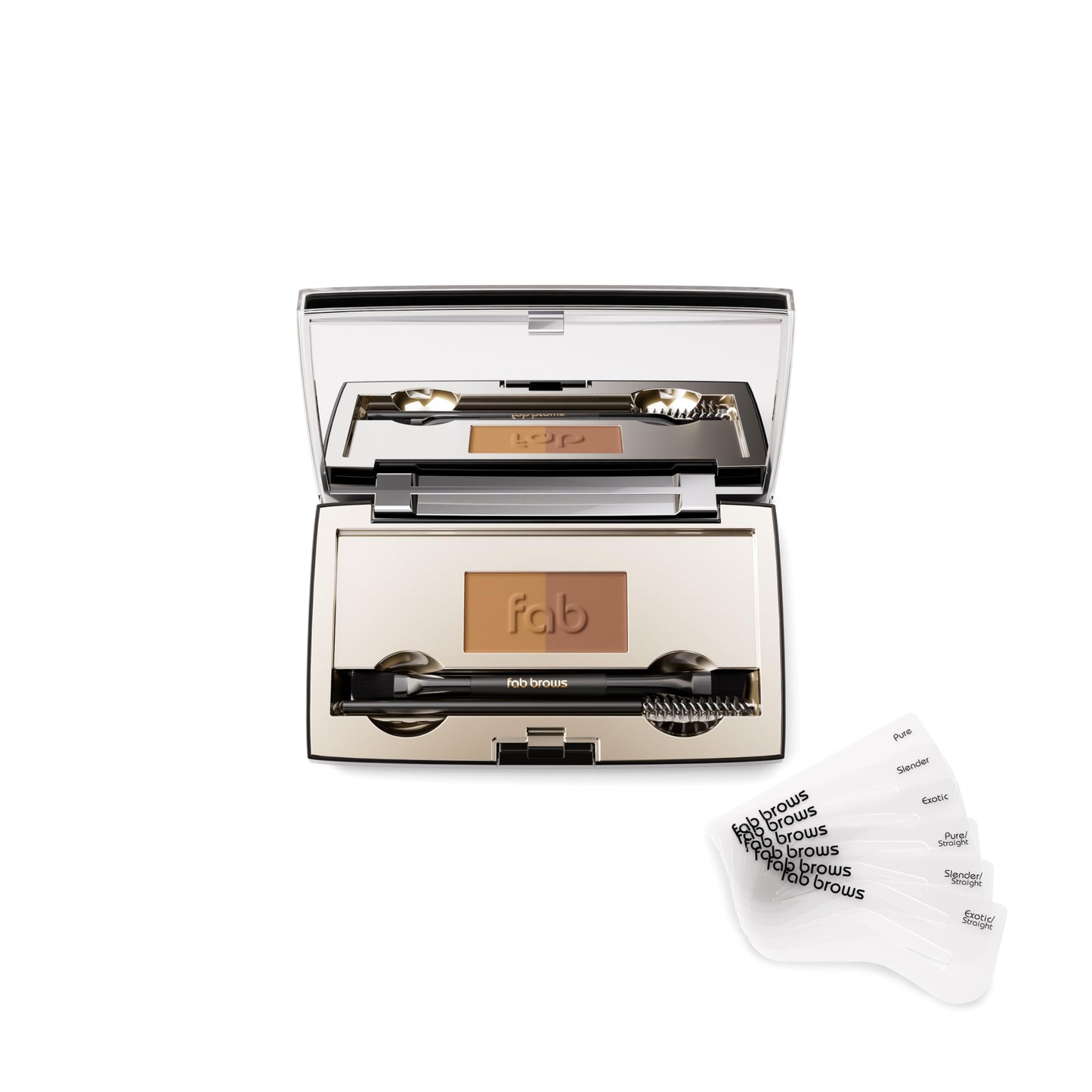 Fab Brows Duo Eyebrow Kit, Ultimate Brow Kit with Compact Powder Mirror and Eyebrow Shaper, Waterproof Eye Makeup Contour Palette Set for Eyebrow, Eyebrow Cosmetics, (Dark Brown/Chocolate Brown)
