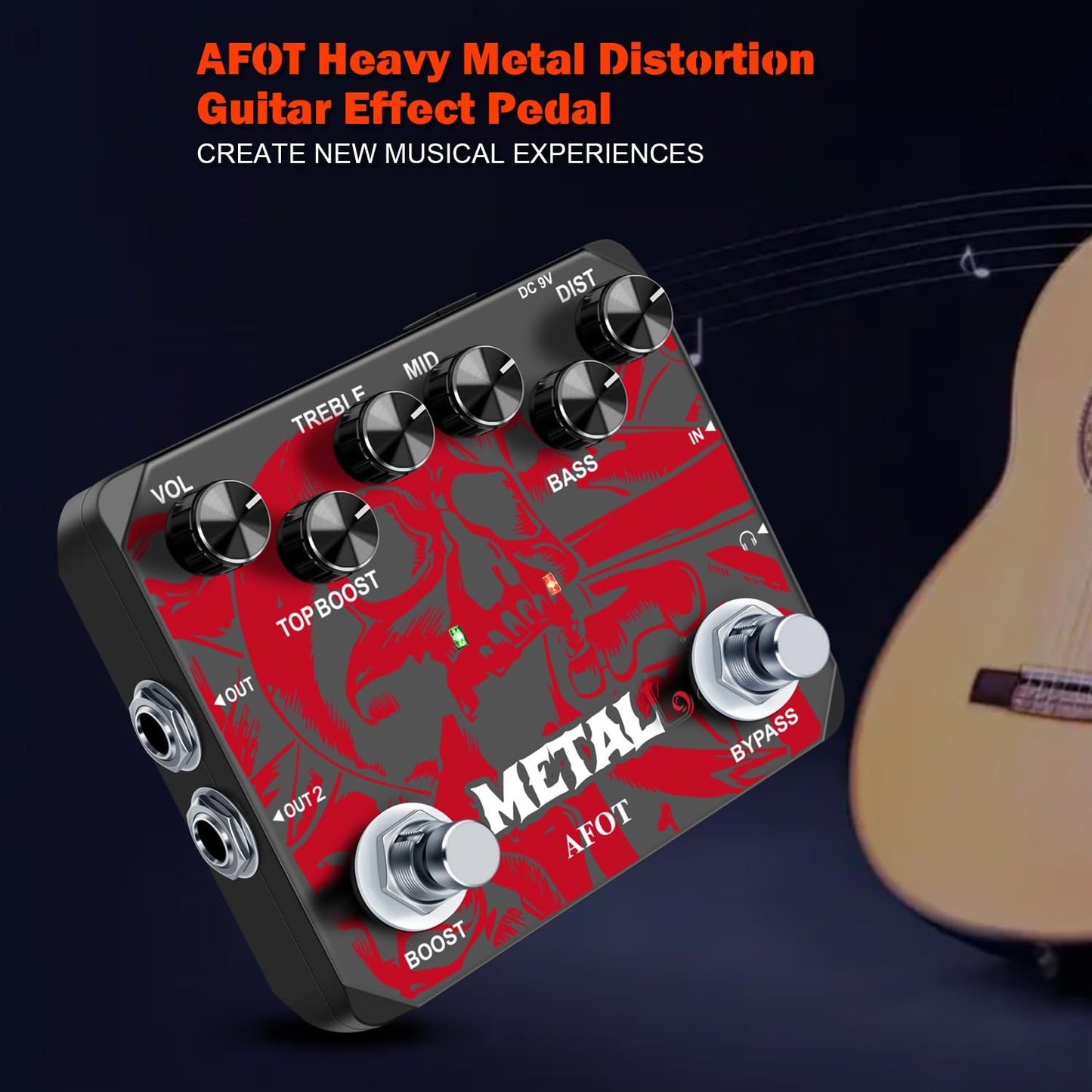 AFOT Heavy Metal Guitar Distortion Pedal Creates Metal Rock Punk Sound Muff Top Boost Distortion Pedal Black Metal Distortion