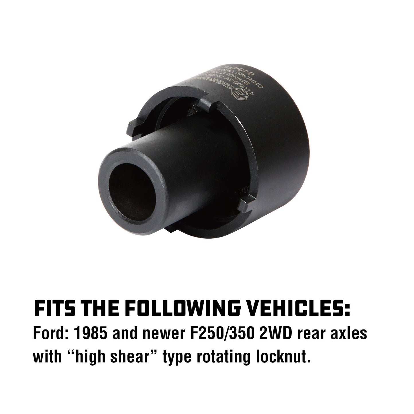 Powerbuilt Spindle Nut Socket, 4 Lug, 2-3/4-inch Outer, Ford, Easy Removal of Spindle Nuts, 2WD Rear Axles, Rotating Locknut - 648476, Black
