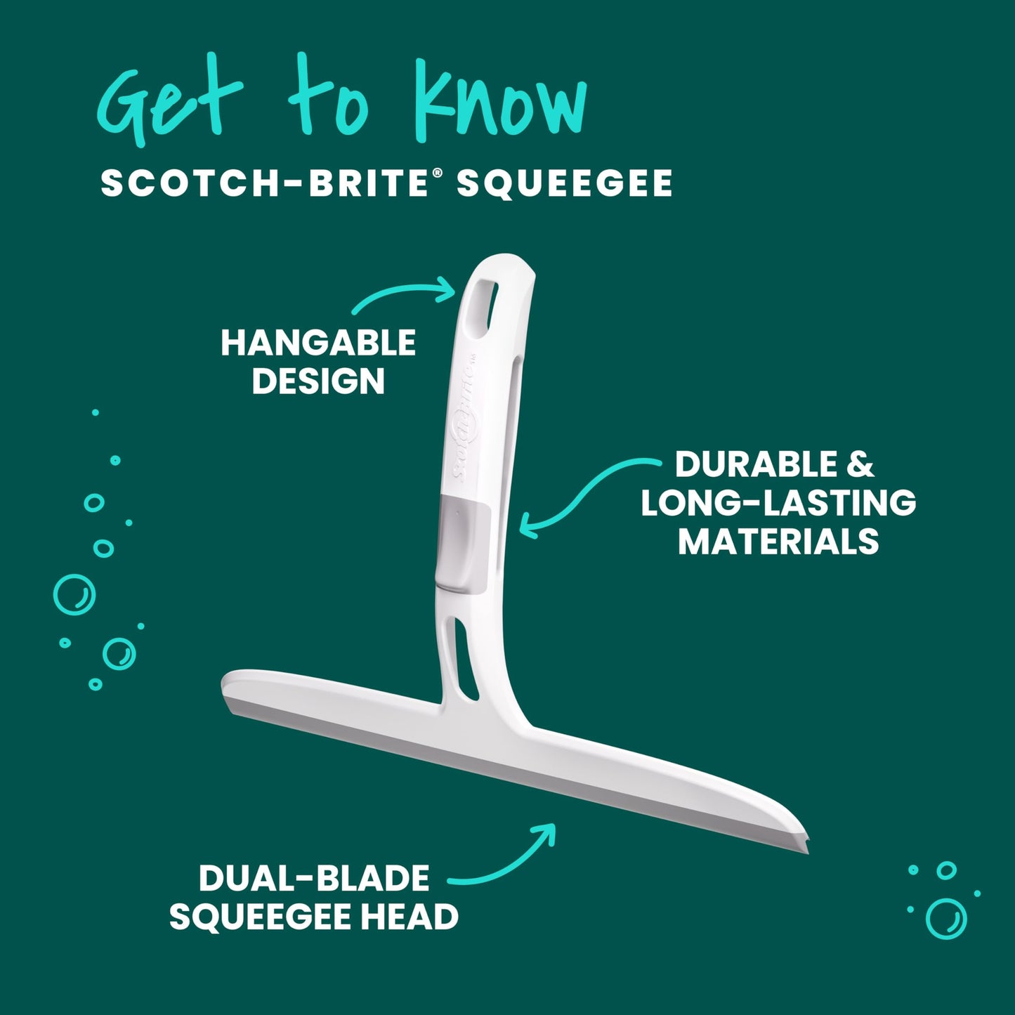 Scotch-Brite Dual Blade Squeegee, Safe on Mirrors, Glass Shower Doors, Windows and More, 4 Count