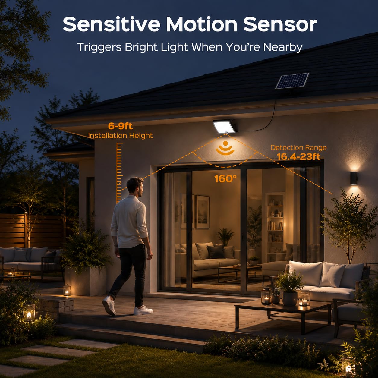 FIONSUN Solar Lights Outdoor with Motion Sensor, Dusk to Dawn Solar Flood Lights Outdoor, 170 LED Solar Panel Lights IP65 Waterproof, 3 Modes Solar Shed Lights for Outside Patio Garden (2 Pack)