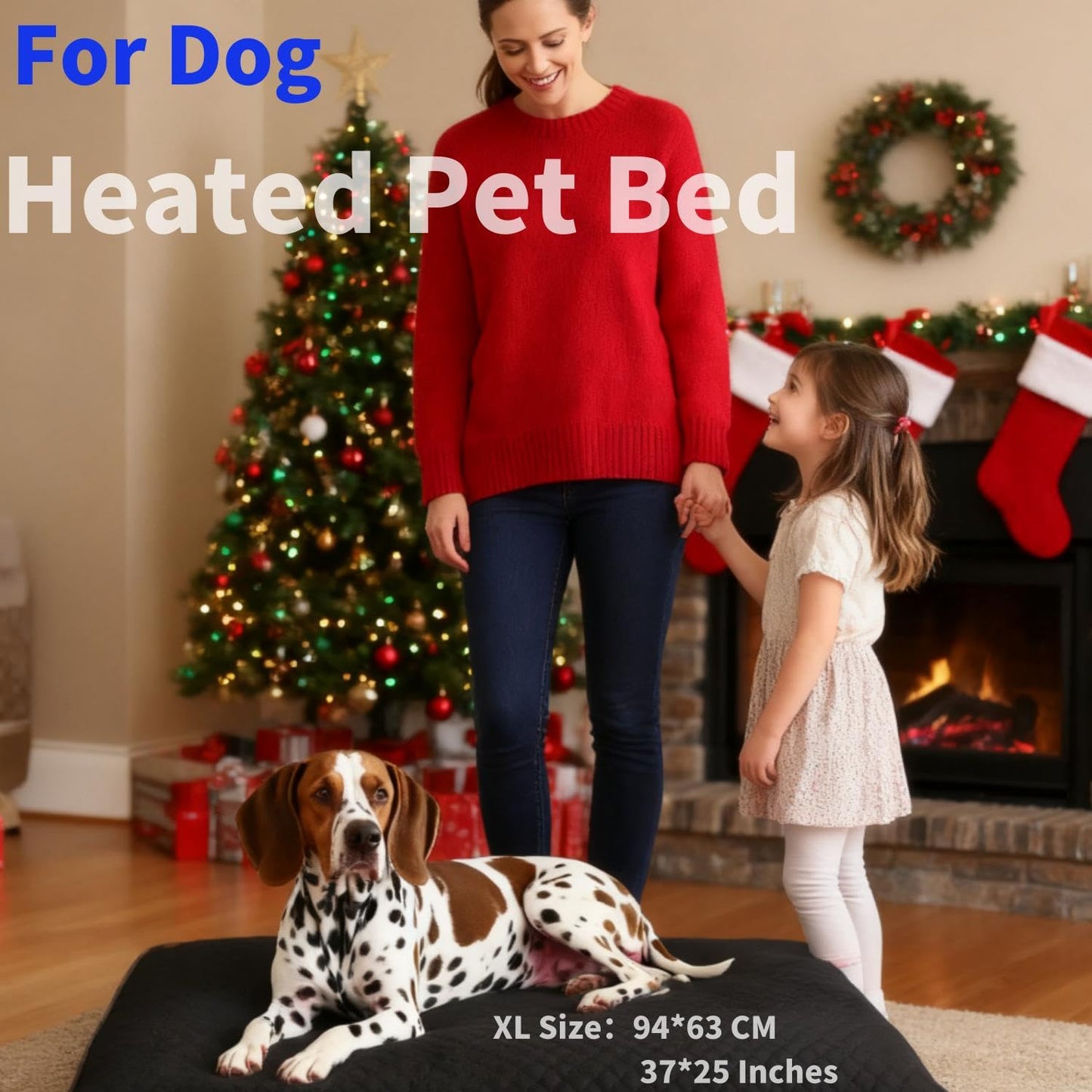 Dog Heating Pad for Large Dog Bed Pet Outdoor Indoor House,Electric Heating Mat for Dog House Crate Pad for Small Medium Pet Cat Puppy Waterproof Easy Clean Chew Proof Cord (Large, Solid)