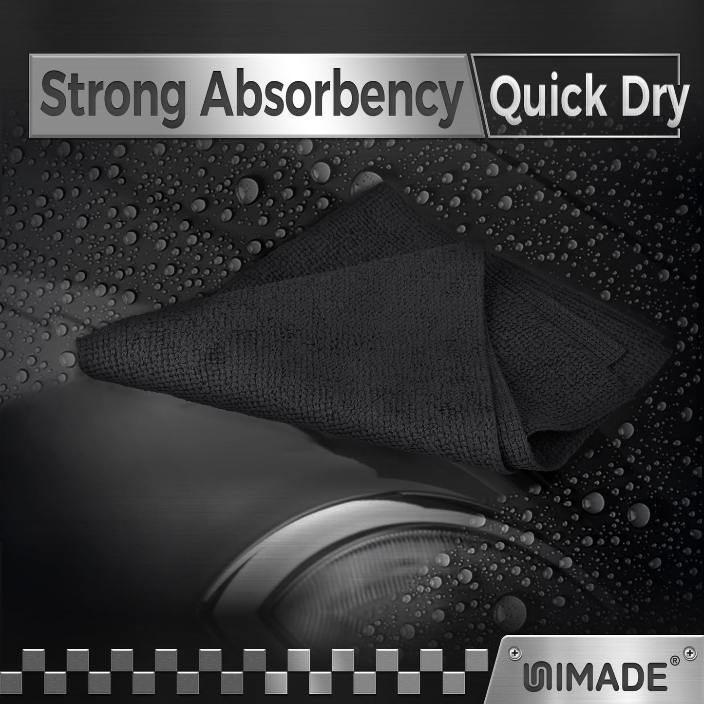 UNIMADE Microfiber Cleaning Cloth, 200 Pack Microfiber Towels for Cars Reusable Shop Rags Bulk Lint Free Cleaning Towels for Car Kitchen Automotive Bar Mechanic Restaurant Garage, 11.5"x 11.5", Black