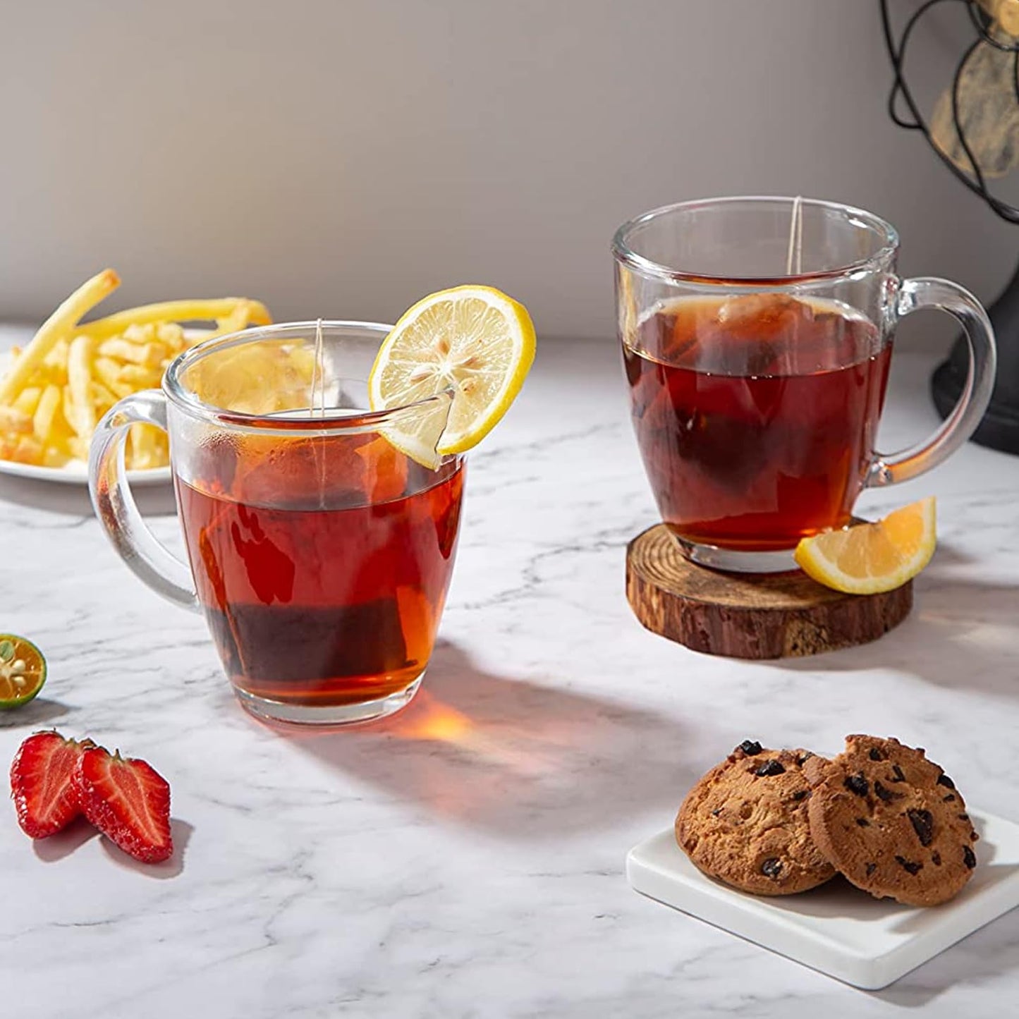 D.M DESIGN·MASTER [6 Pack,12 OZ] - Premium Glass Coffee Mugs with Handle, Transparent Tea Glasses for Hot/Cold Beverages, Perfect Design for Americano, Latte or Macchiato, Tea and Beverage.