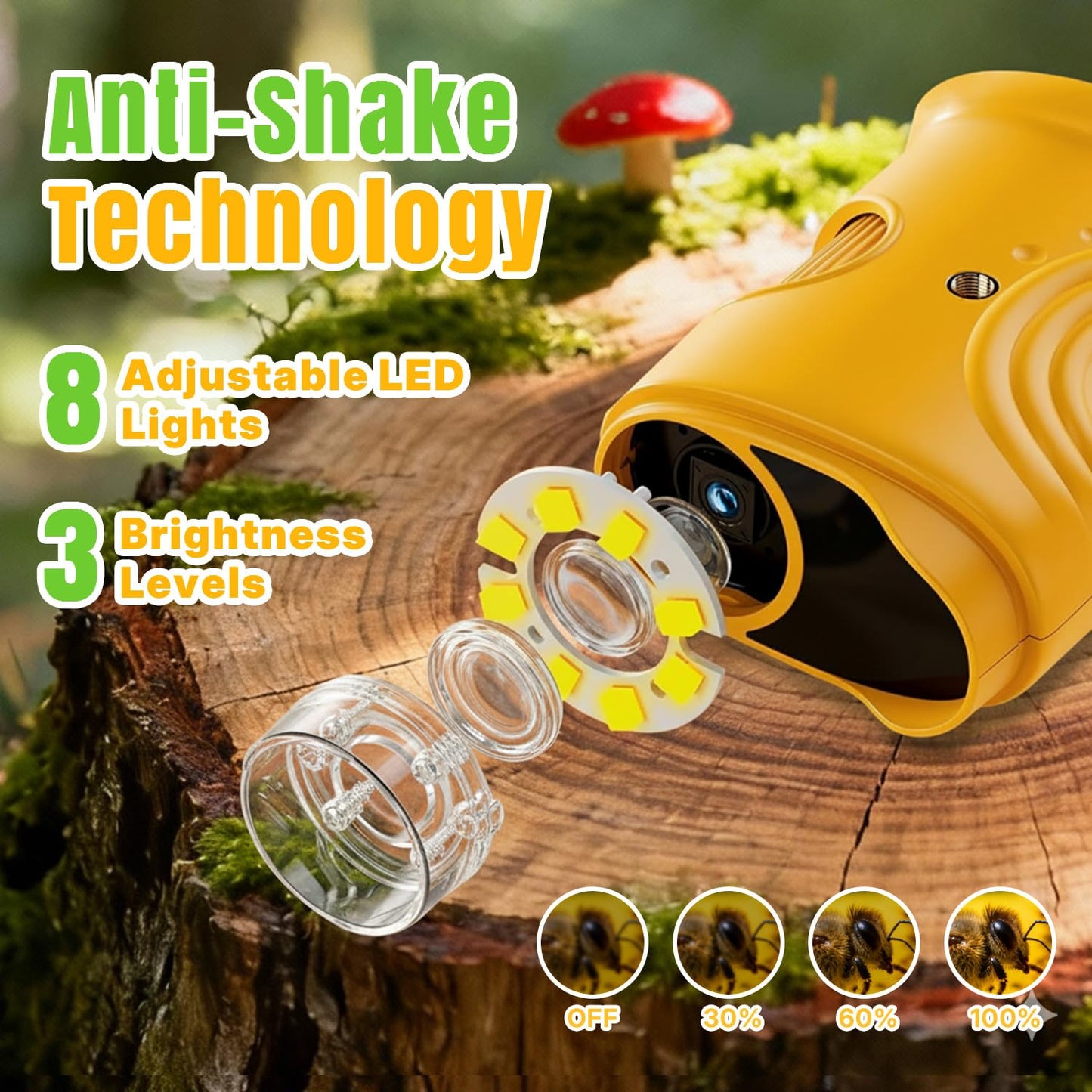Mcbazel Kids Microscope 1000x Magnification, 2MP HD CameraPortable STEM Microscope for Kids with LED Lights, Anti-Shake