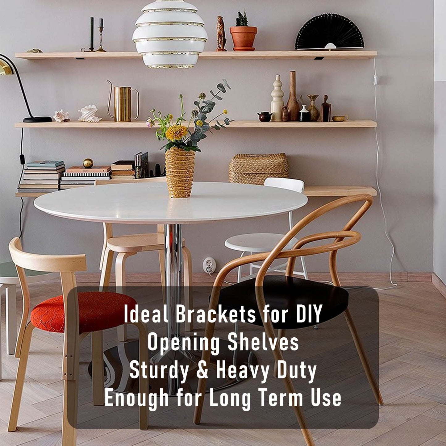 Floating Shelf Brackets 5 Inch, Heavy Duty L Bracket Corner Brace Support- Holds 150+lb, Wall Mounted Industrial Metal Brackets for Shelves | Screws and Wall Plugs Included (6 PCS)