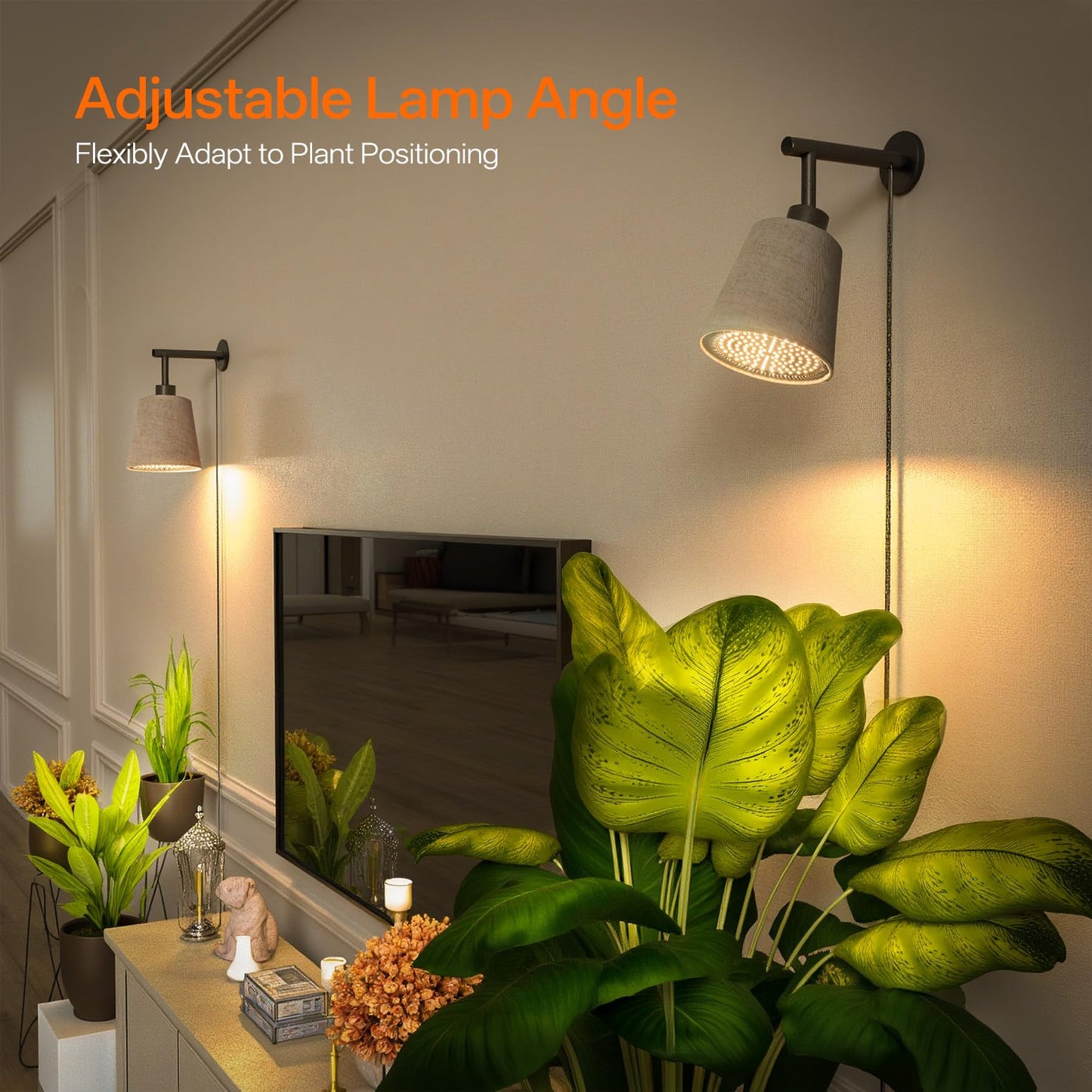 Bstrip Hanging Grow Lights for Indoor Plants, 25W Full Spectrum, 4H/9H/14H Timer, 3000K Wall-Mounted Decorative Plant Light with 9.8FT Power Cord, Ideal for Tall Plants, Flowers and Potted Trees