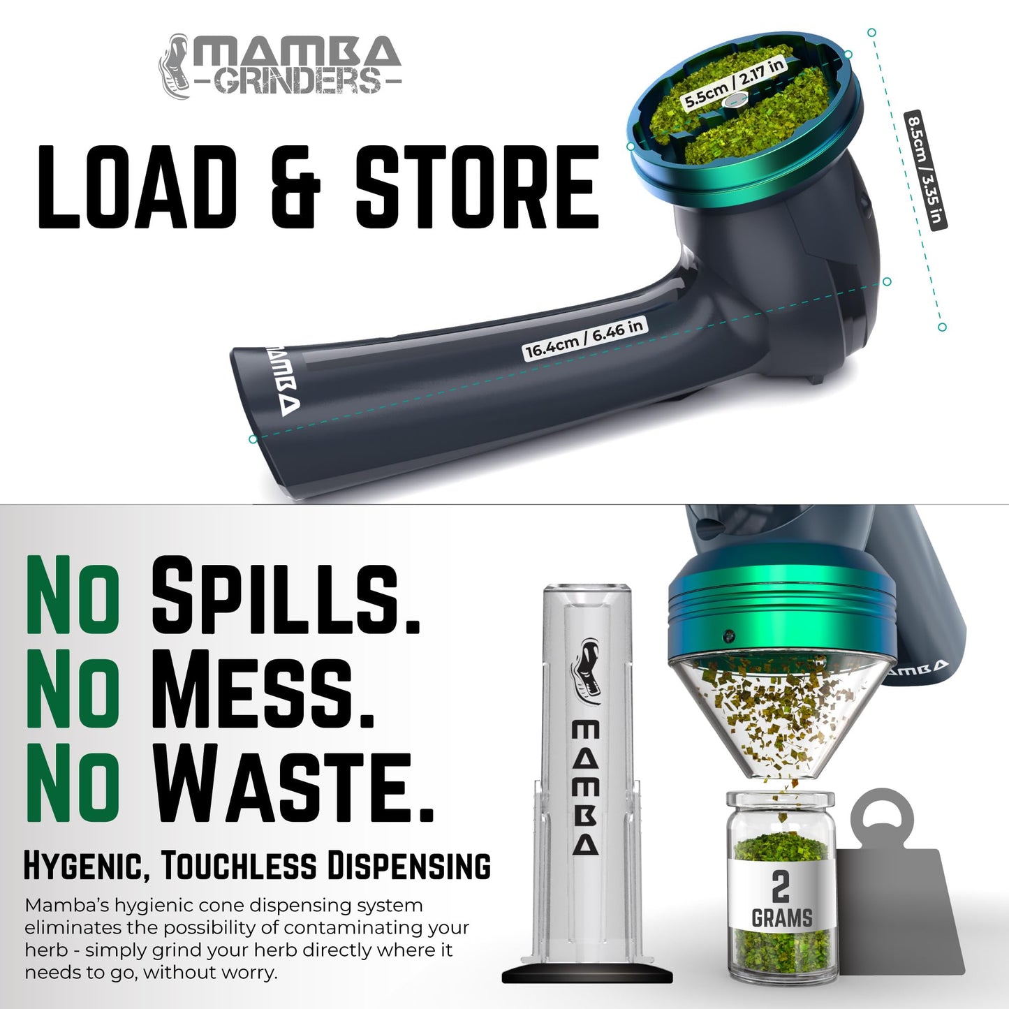 Mamba Electric Portable Grinder. USB Powered Essential Kitchen Mill for Grinding,Loader XL V2-55 2g