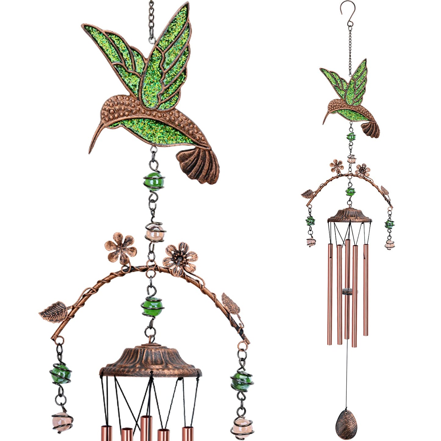 Wind Chimes - Hummingbird Wind Chimes for Outside Deep Tone 34 inches 5 Aluminum Tubes, Birthday, Memorial, Hummingbird Gifts for Mom, Grandma, Decorations for Home, Garden, Patio, Backyard