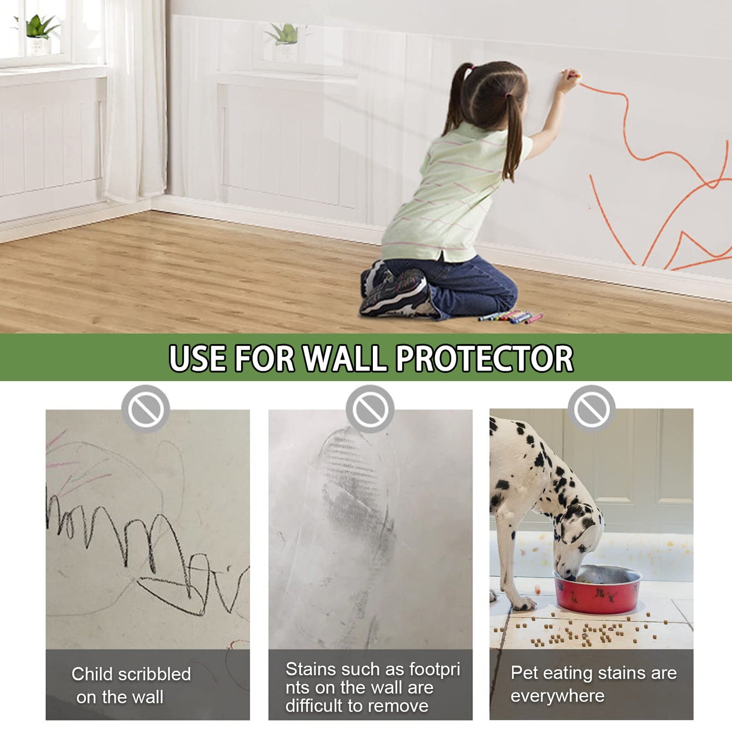Clear Contact Paper Wall Protector - Shackcom 15.7in X 9.84ft Self Adhesive Removable Kitchen Oil-Proof Waterproof Sticker Heat Resistant Cat Dog Scratch Protector for Door & Wall & Furniture