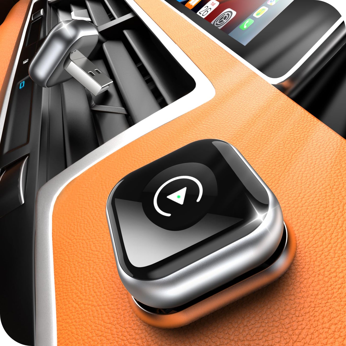 Wireless CarPlay Adapter for Apple iPhone - Convert Wired CarPlay to Wireless - USB C/A Plug and Play, Super Mini, Stable Bluetooth Connection, for iPhone iOS 10+ & Cars with Built-in Car Play