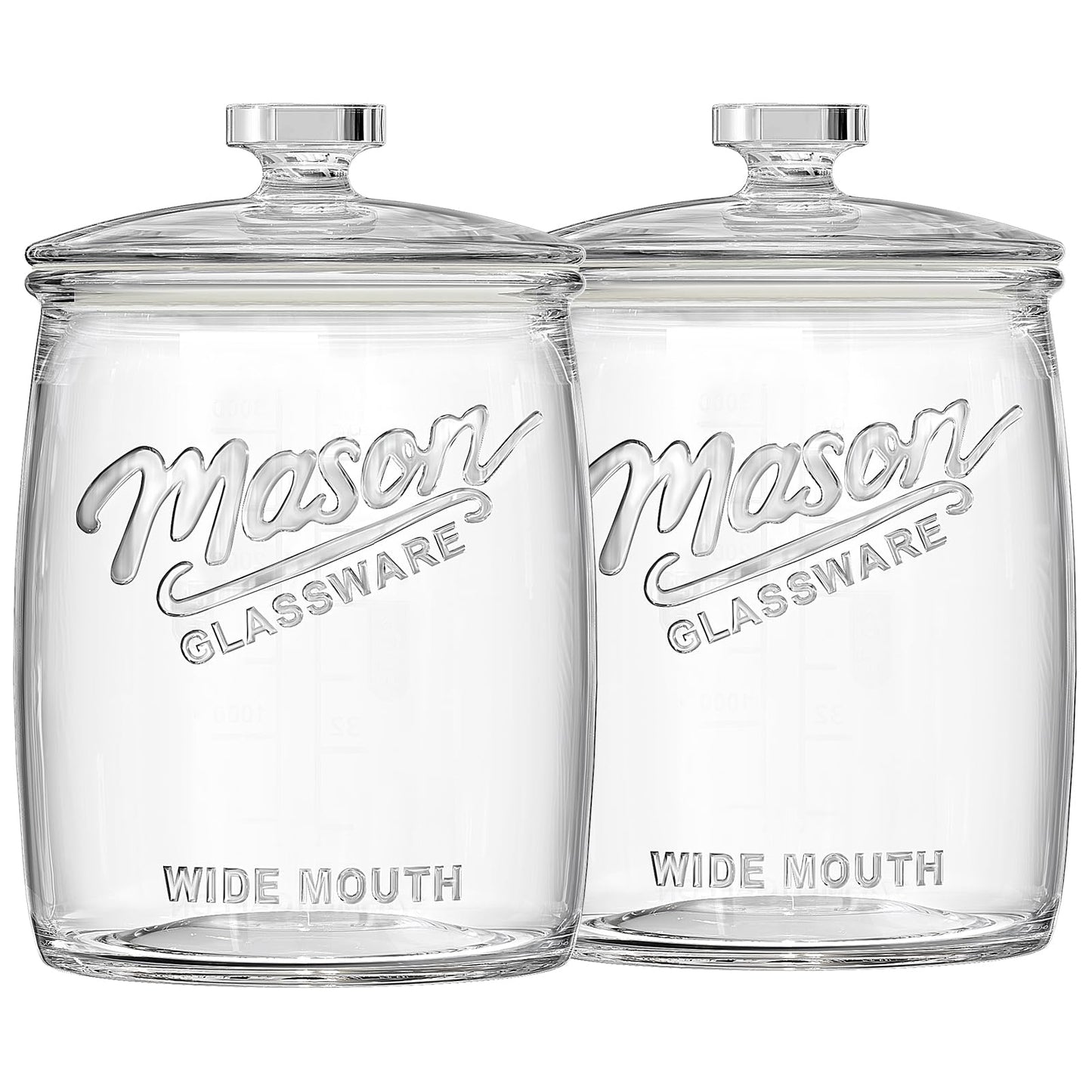 2 Pack Cookie Jars, 1 Gallon Glass Food Storage Containers, Wide Mouth Glass Jar with Airtight lid for Kitchen, Pantry, Apothecary, Flour, Sugar, Sourdough Starter, Dog Treat, Coffee, Dishwasher Safe