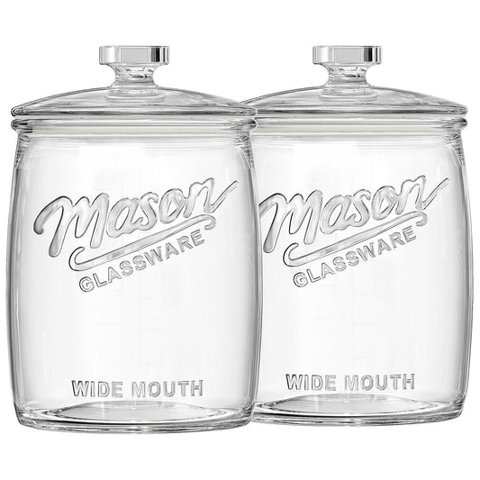 2 Pack Cookie Jars, 1 Gallon Glass Food Storage Containers, Wide Mouth Glass Jar with Airtight lid for Kitchen, Pantry, Apothecary, Flour, Sugar, Sourdough Starter, Dog Treat, Coffee, Dishwasher Safe