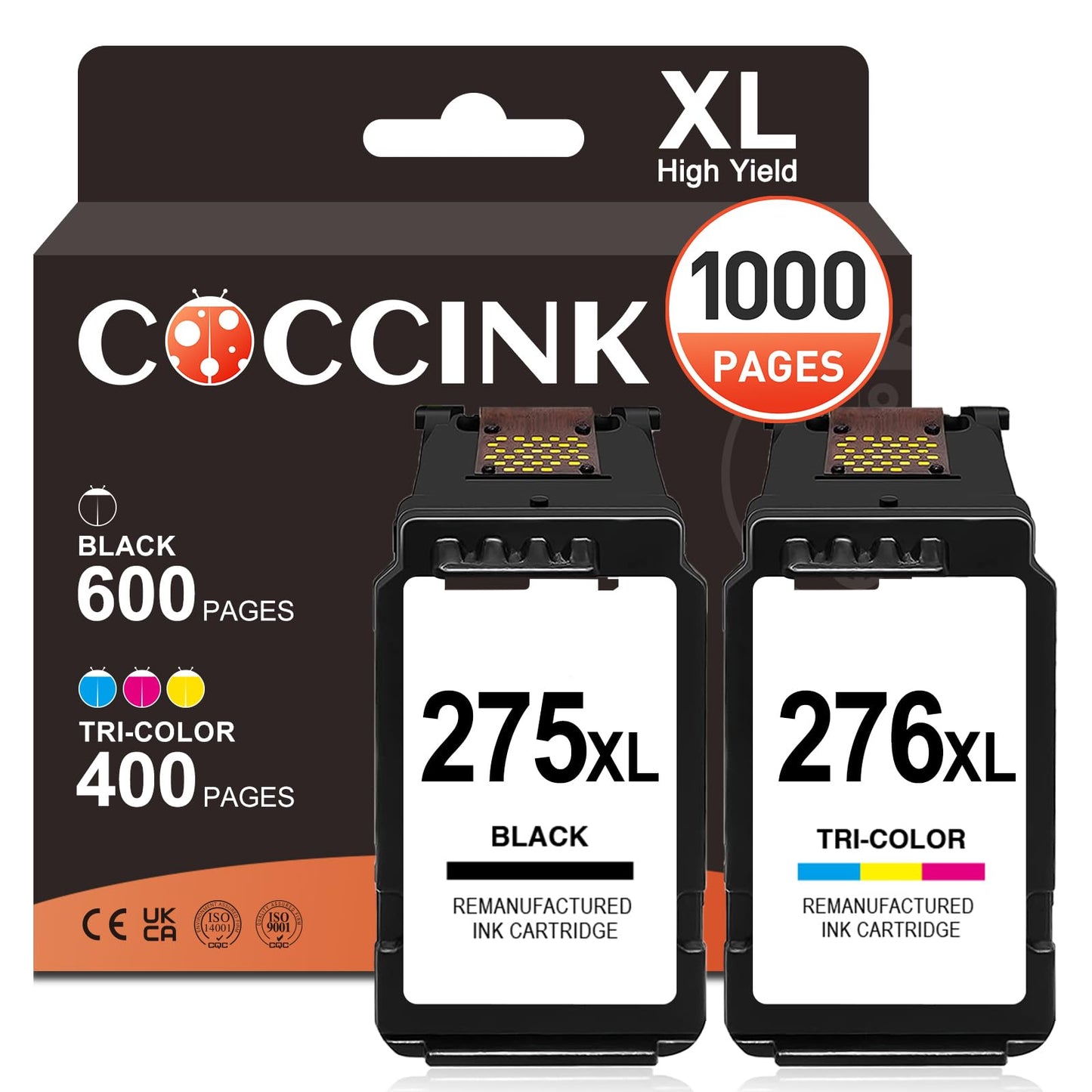 COCCINK 275XL 276XL Ink Cartridge for Canon PIXMA TS3500 TS3700 TR4700