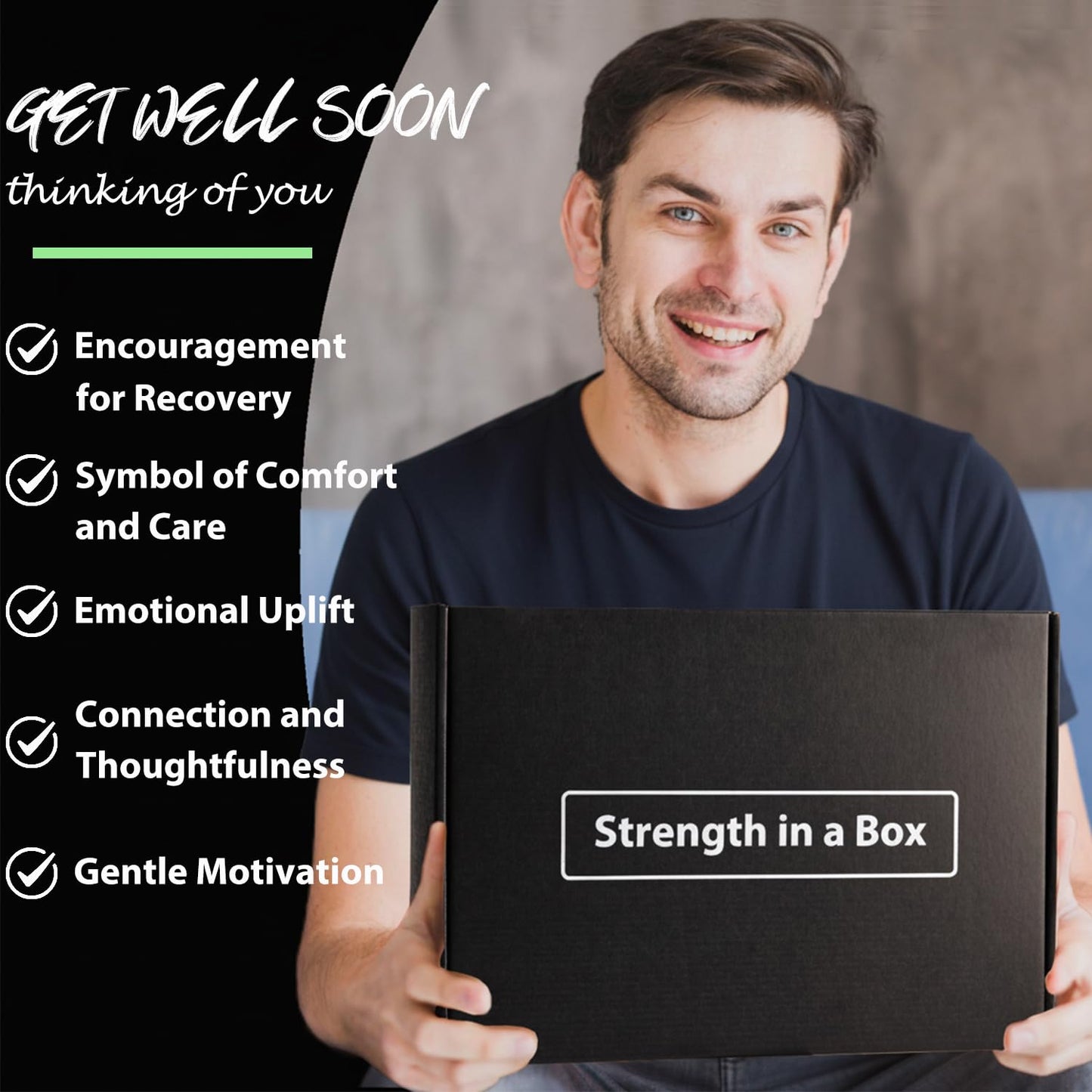 Care Package for Men - Get Well Soon Gifts with Plush Blanket, Ceramic Mug Set, Socks, PU notebook, Pen, Stress Stone, Greeting Card - Get Well Gifts for Men After Surgery Dad Friend