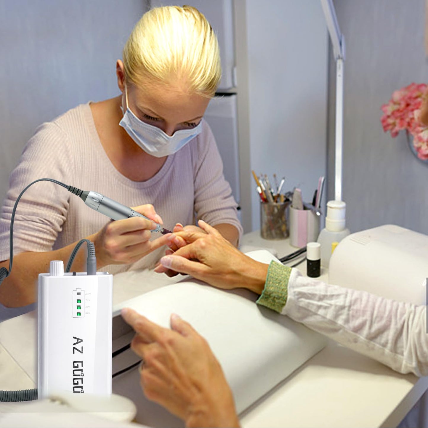 AZ GOGO Handpiece for TP283 Nail Drill Machine Part, 30000 rpm Portable Electric Nail Drill Machine for Acrylic Nails (Need Portable Charger)