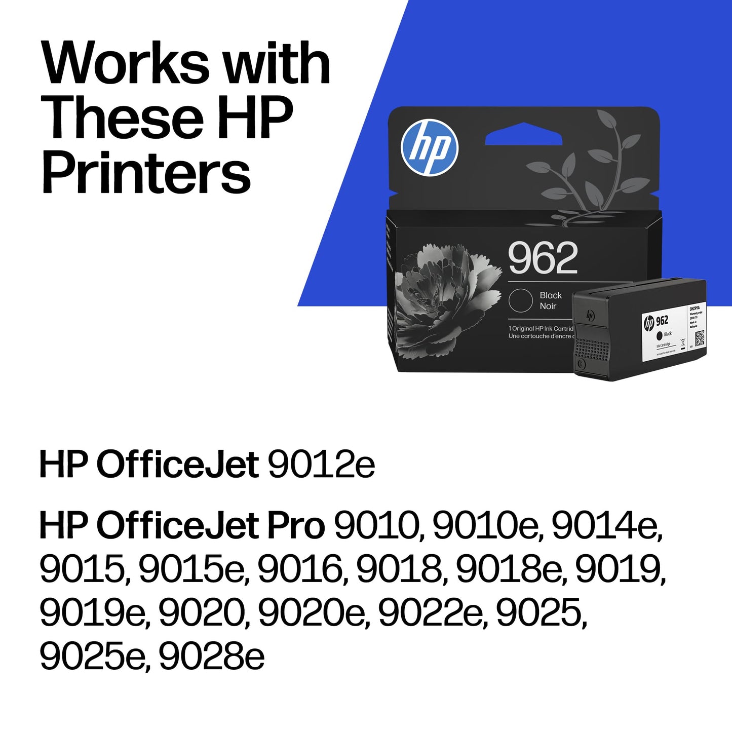 Original HP 962 Black Ink Cartridge | Works with HP OfficeJet 9010 Series, HP OfficeJet Pro 9010, 9020 Series | Eligible for Instant Ink | 3HZ99AN