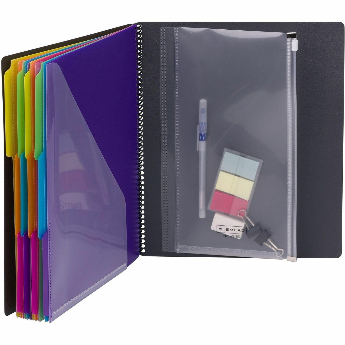 Smead 24 Pocket Poly Project Organizer, 1/3-Cut Tab, Letter Size, Gray with Bright Colors (89206)