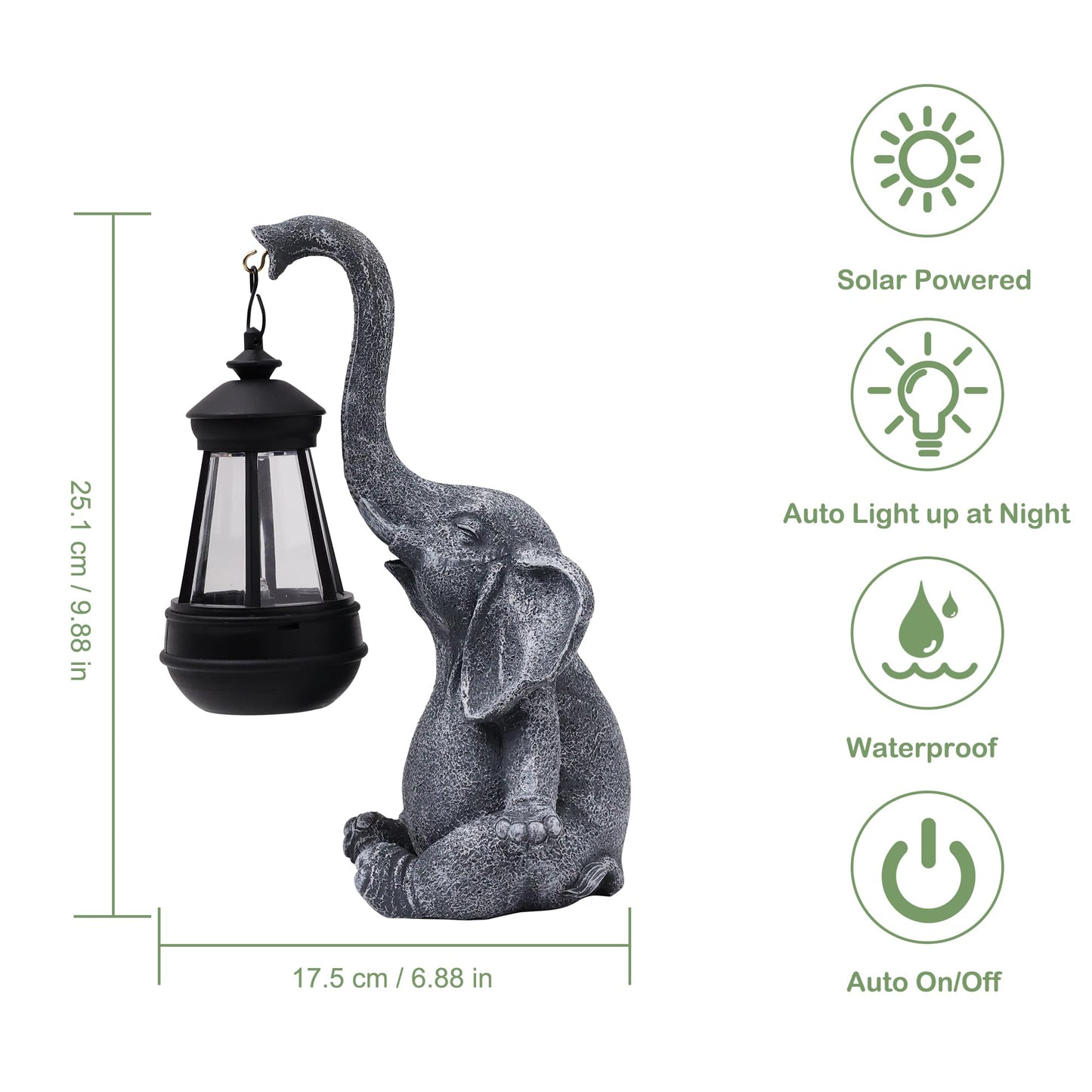 Attivolife Lucky Elephant Solar Light for Garden Decor, Outdoor Statue Waterproof Resin Figurines Lamp, Art Patio Lawn Easter Balcon Yard Ornament - Gifts for Women Mom Grandma Mother's Day Birthday