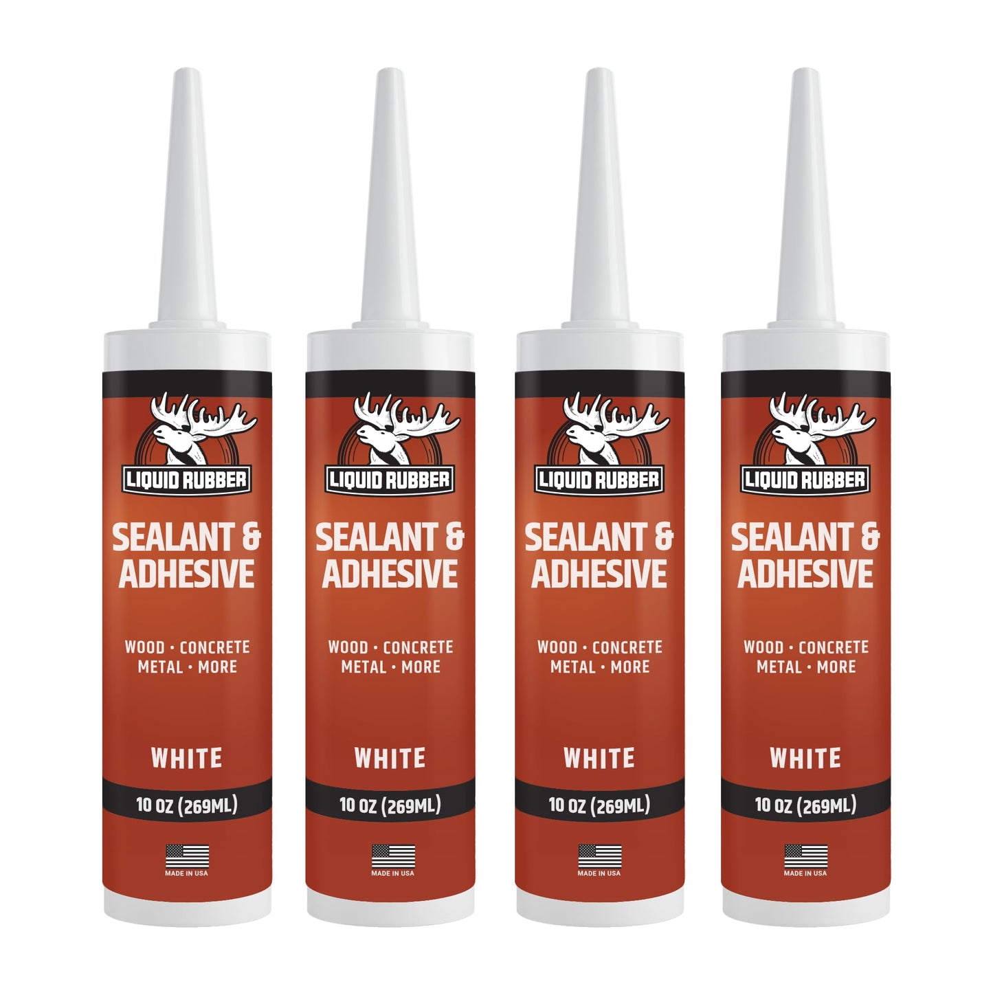 Liquid Rubber Caulk - Hybrid Adhesive and Protective Sealant, White, 4 Pack