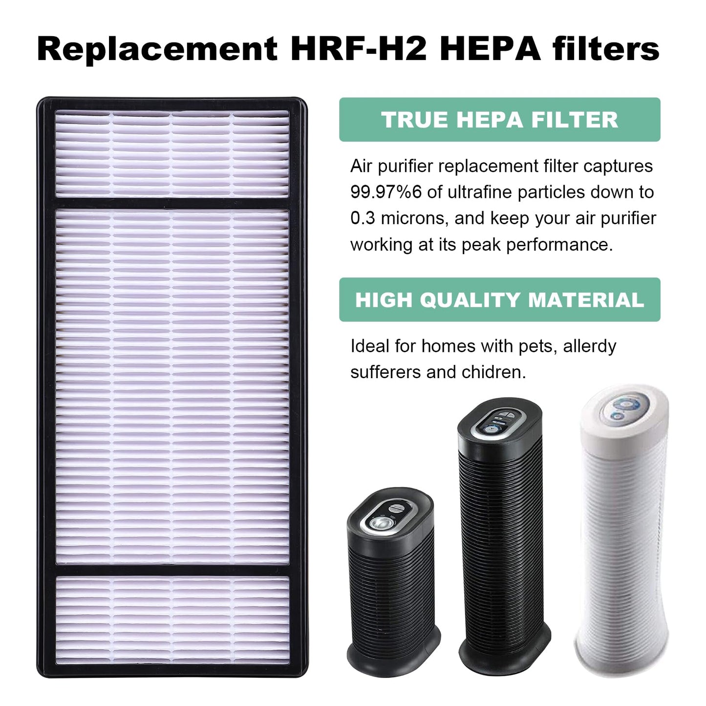 True HEPA Replacement Filter H Compatible with Honeywell HRF-H1 HRF-H2 Replacement for Honeywell Air Purifiers Model HPA050 HPA060 HPA150 HPA160 HHT055 HHT155 (4 Filter+10 Carbon)