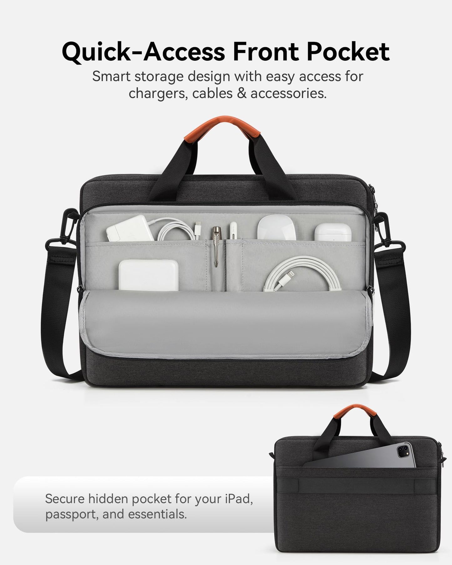 Bagasin 17 17.3 18 inch Laptop Computer PC Shoulder Bag Carrying Case, Water-Repellent Fabric Briefcase, Lightweight Toploader, Business Casual or School