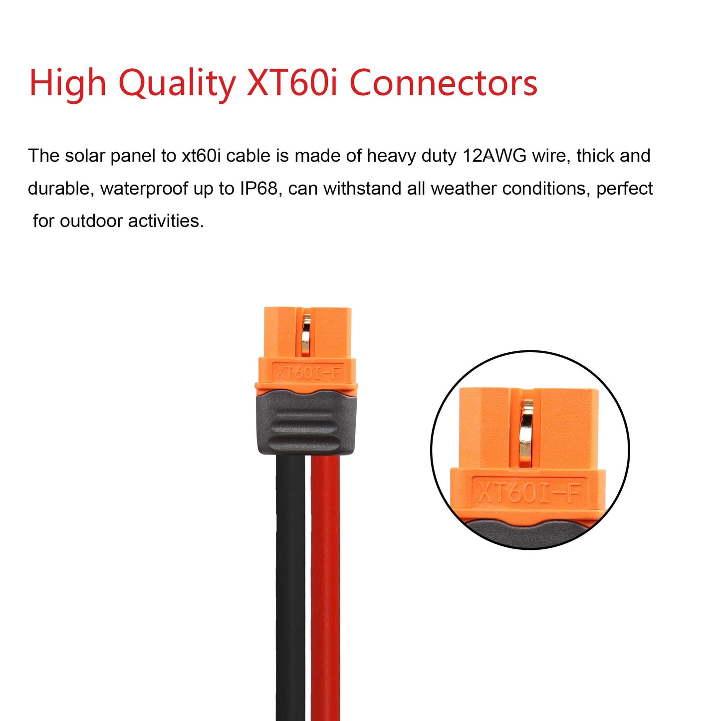 CERRXIAN 16.4FT/5M 12AWG Solar Panel Connector to XT60i Female Solar Panel Power Cable for Portable Power Station, RV, Lipo Battery