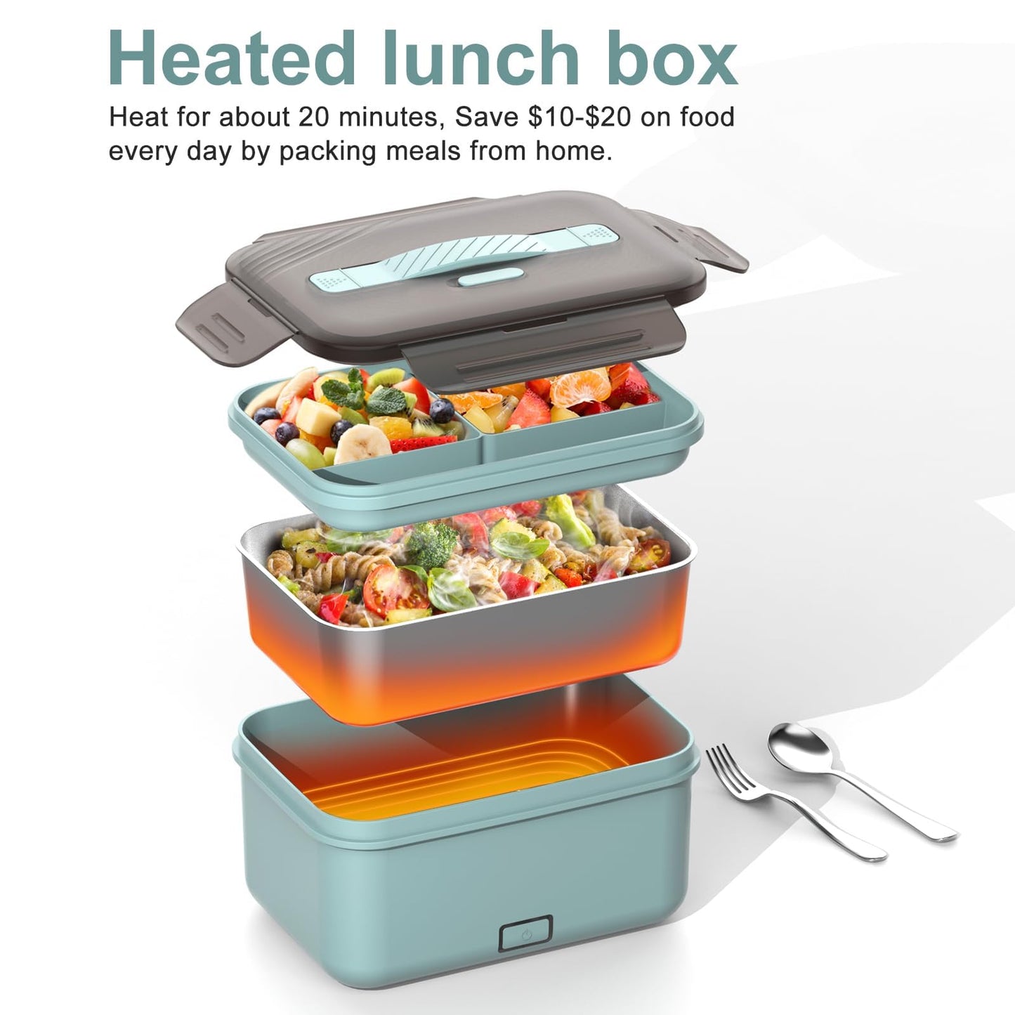 Electric Lunch Box Food Heater for Car Truck Home 1.8L 100W Heated Lunchbox Food Warmer with 12V/24V/110V/220V Portable Microwave for Work Travel Jobsite Camping Christmas Gifts for Adults/Men/Woman