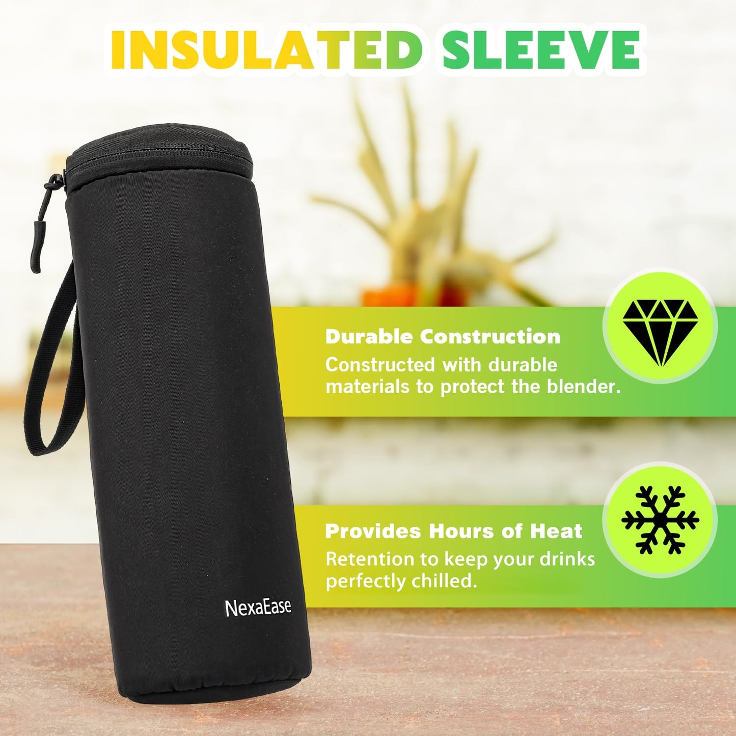Portable Blender Personal Juicer with Insulated Sleeve for Shakes and Smoothies - 20 OZ Mini Blender Cup with 6 Blades, Travel Lid, USB Rechargeable - Small Blender for Kitchen, Travel, Office, Gym