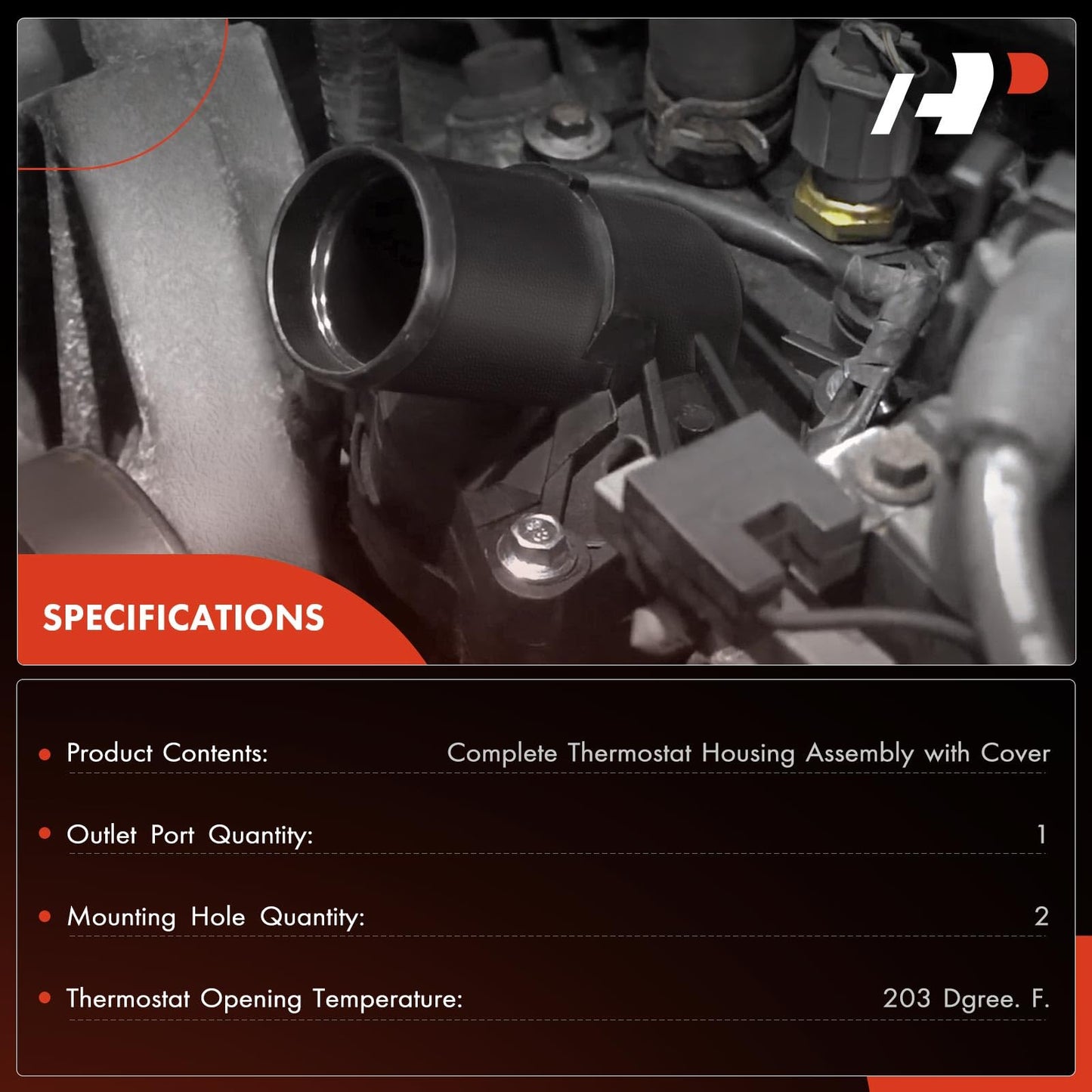 A-Premium Engine Coolant Thermostat Housing Assembly Compatible with Chrysler 300 Dodge Challenger Charger 2011-2021 V6 3.6L