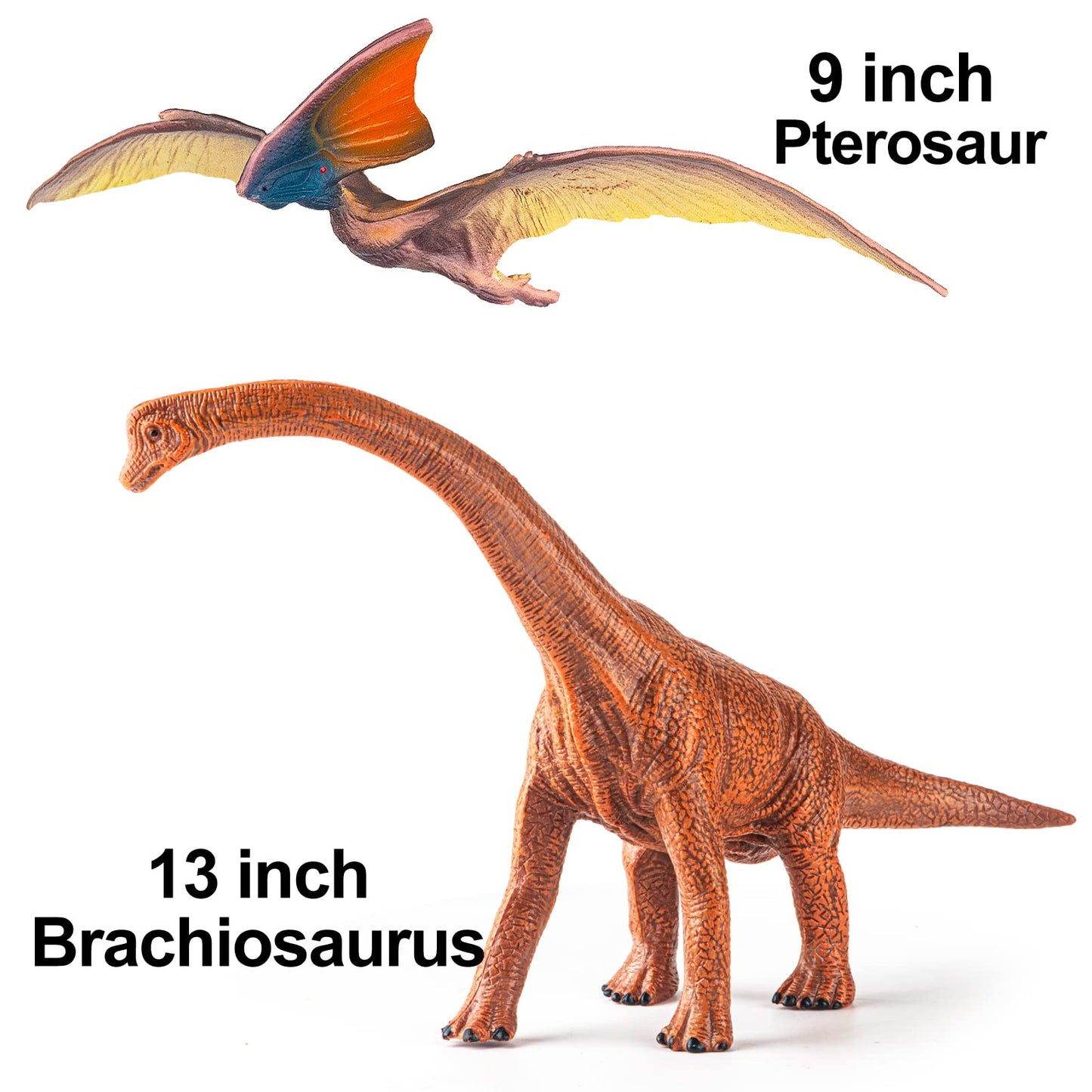 BOKABOKA 6 Pack Big Dinosaur Toys Set,Realistic-Looking Dino T-Rex Carnotaurus,Blue Velociraptor, Mosasaurus Toy for Boys Girls Children Kids Toddler 3-12 Years Old,Brithsay
