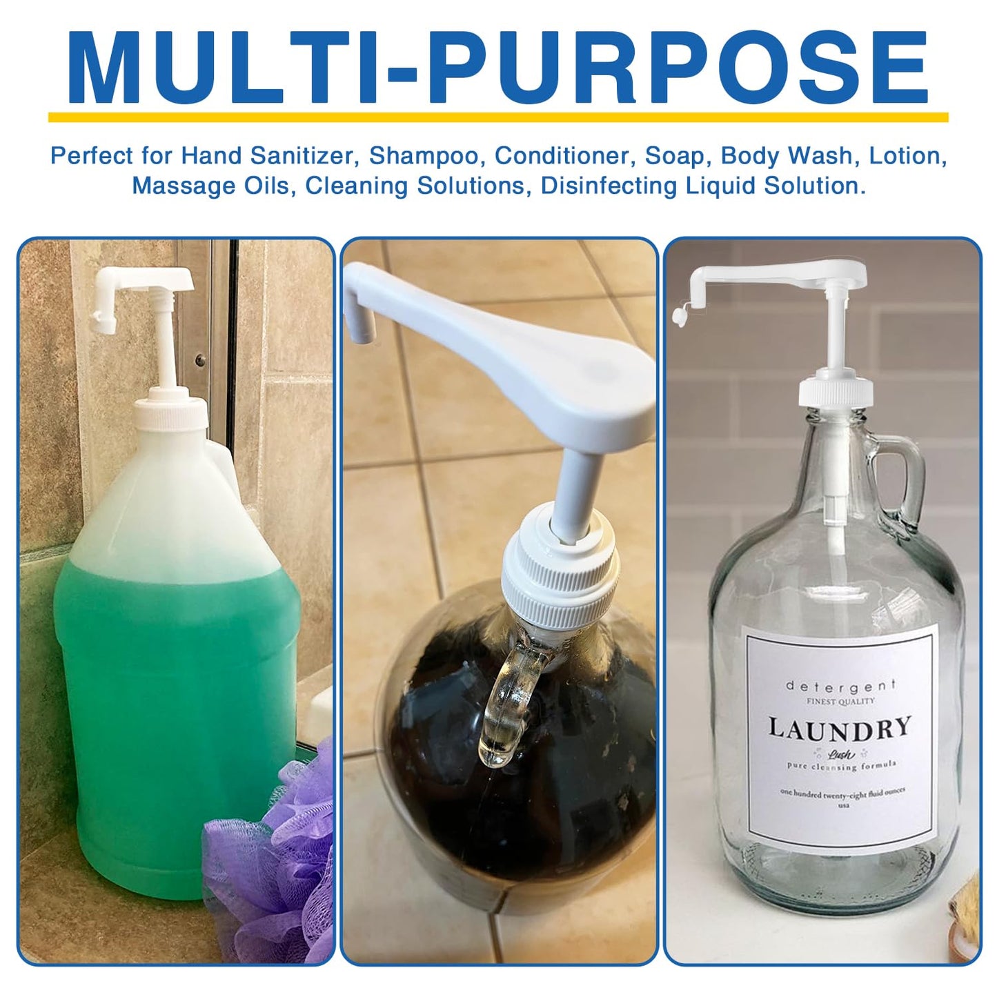 8Pcs Gallon Jug Pump Dispenser, 38-400 Leak Proof Pump for Gallon Jug - 7.5cc Lotion Gallon Shampoo Pump Top Replacement, Fits 1 Gallon Bottle 64oz 128oz Shampoo Laundry Detergent Containers