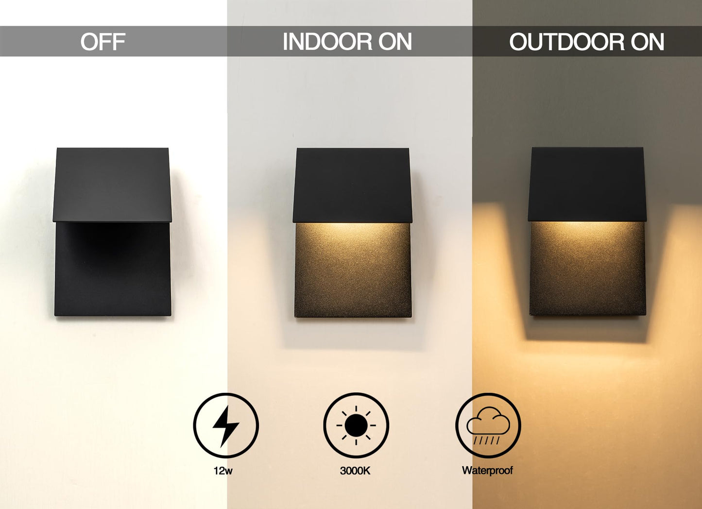 OUPAVOCS Outdoor Wall Lights Fixture, 11” LED Modern Wall Sconce, 12w Mate Black Exterior Porch Light Wall Mount, Waterproof Patio Light Fixture for House, Patio, Front Porch, Garage, Commercial use