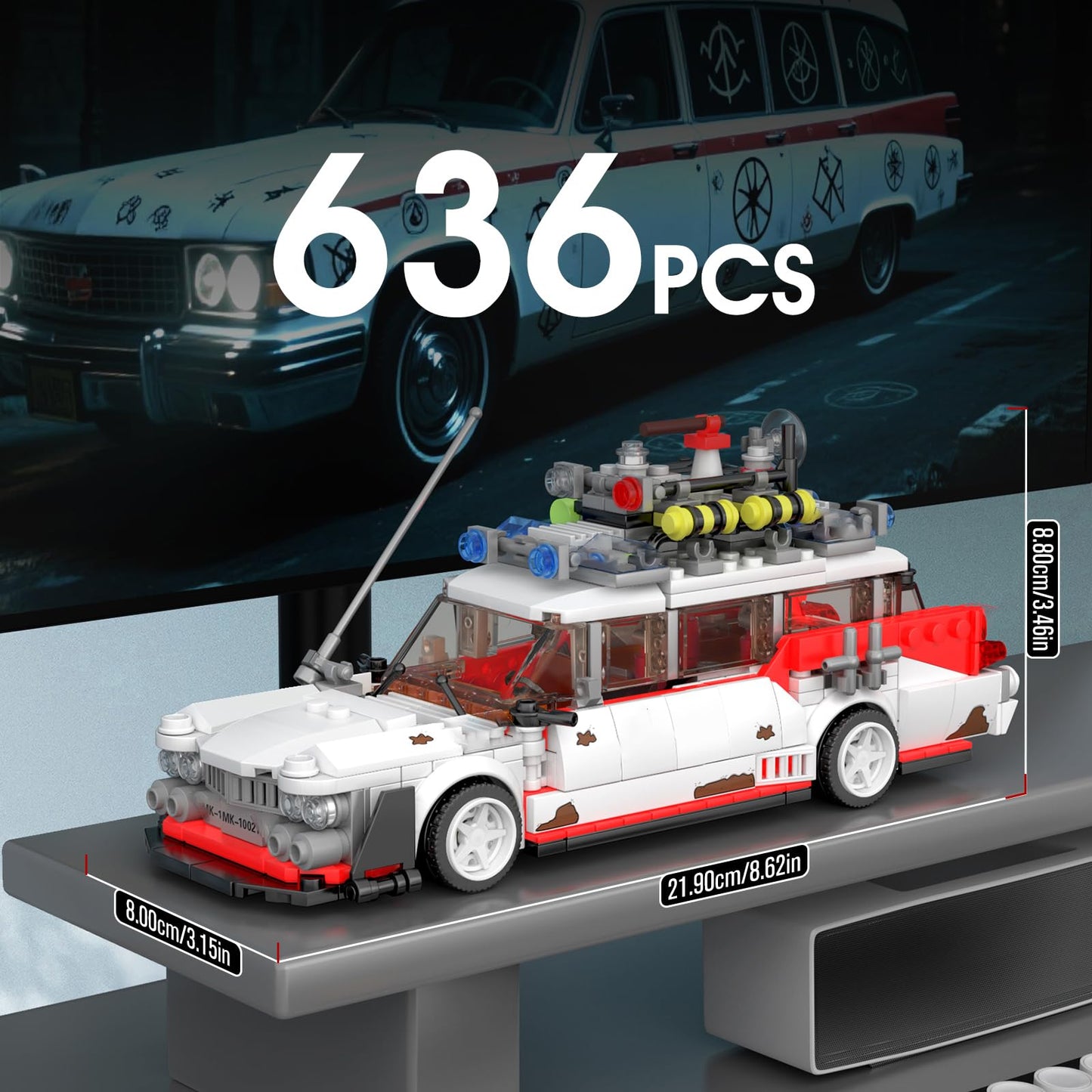 Mould King Ghost Buster ECO-1 Building Blocks for Boys Age 8-12&Ghost Car Movie Fans, Creative Classic Cars 10021 Cool Vehicles Model Toys Birthday Gifts for Adults and Kids,636PCS