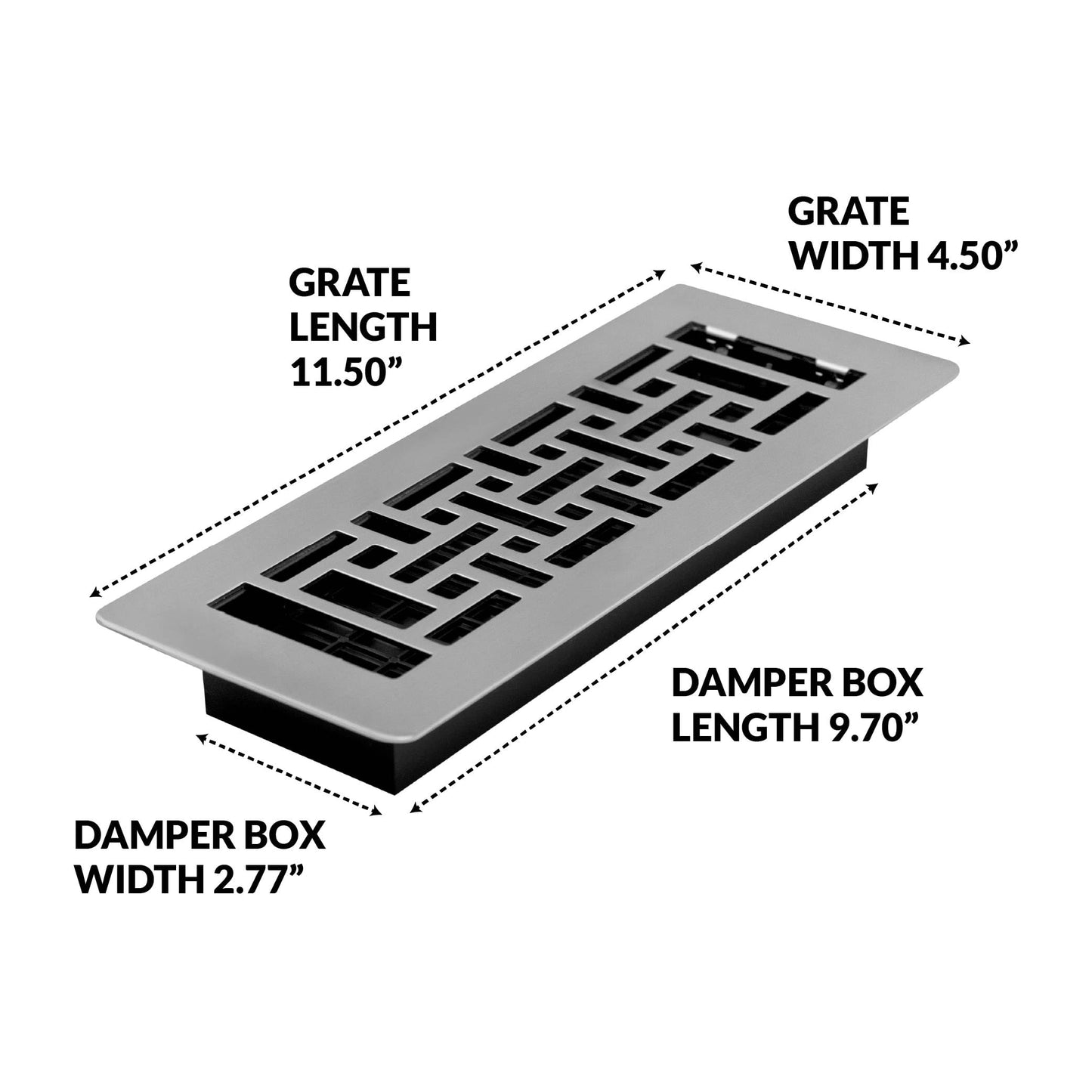 Decor Grates (4-Pack) LAJH310-NKL Oriental Low Profile Floor Register, 3x10 Inches, Brushed Nickel Finish