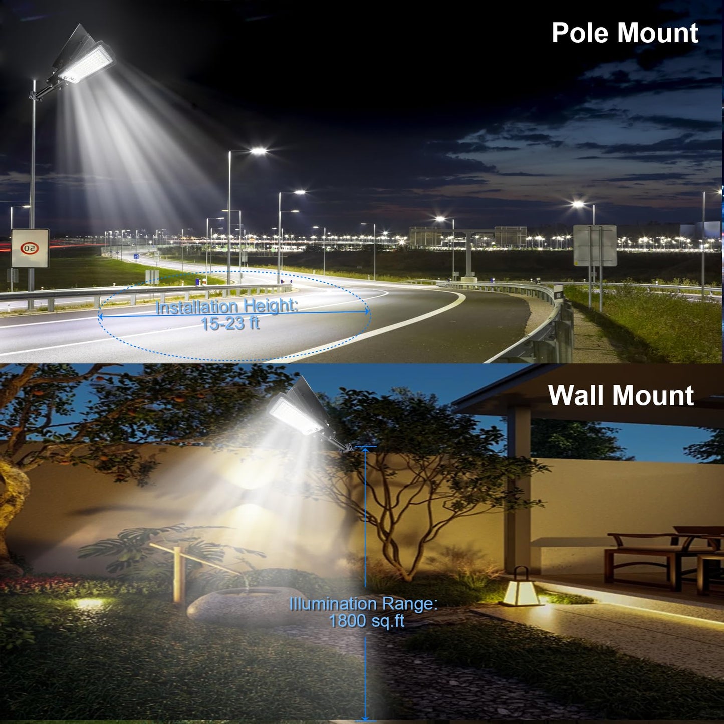 Solar Street Lights Outdoor, Indmird 30000LM Commercial Parking Lot Light, IP66 Waterproof Super Bright Solar Street Lights Outdoor, Motion Sensor with Remote Control, for Parking Lot, Yard, Street