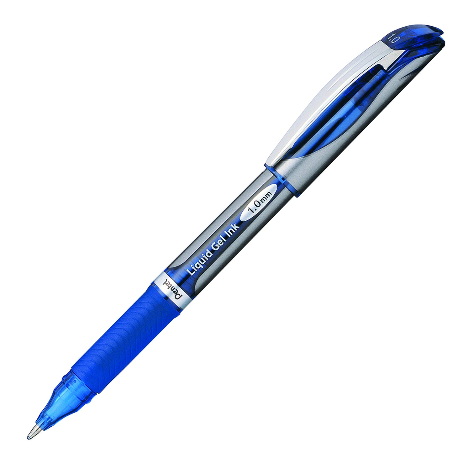 Pentel EnerGel Liquid Gel Rollerball Pen with Cap to Protect Pockets, Everyday Writing, Office Supplies, School Supplies, 1.0mm Bold Point, Blue Ink, BL60-C, Box of 12