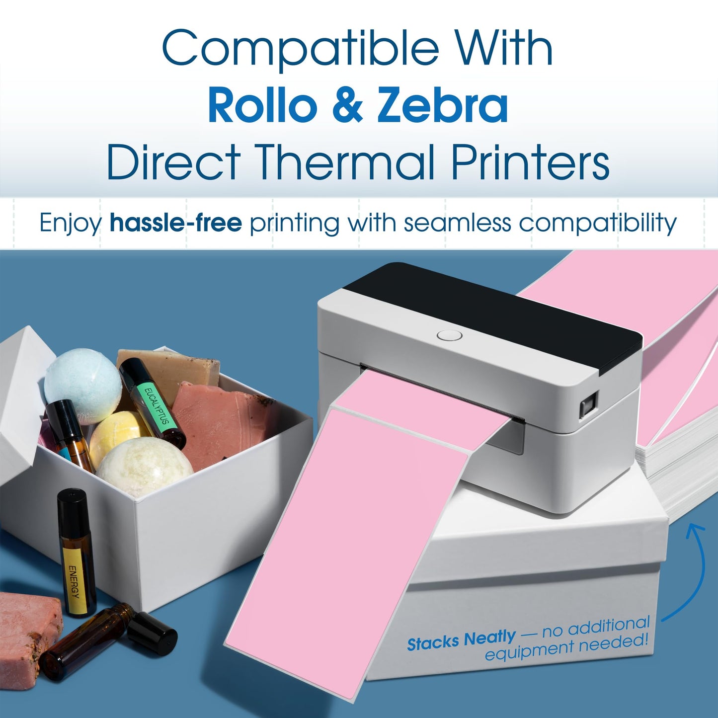 Spartan Industrial Direct Thermal 4" X 6" Fanfold Pink Shipping Labels | (500 Total 4x6 Fan-fold Labels) | Compatible with Rollo, Munbyn, Zebra Thermal Printers | Commercial Grade and Professional