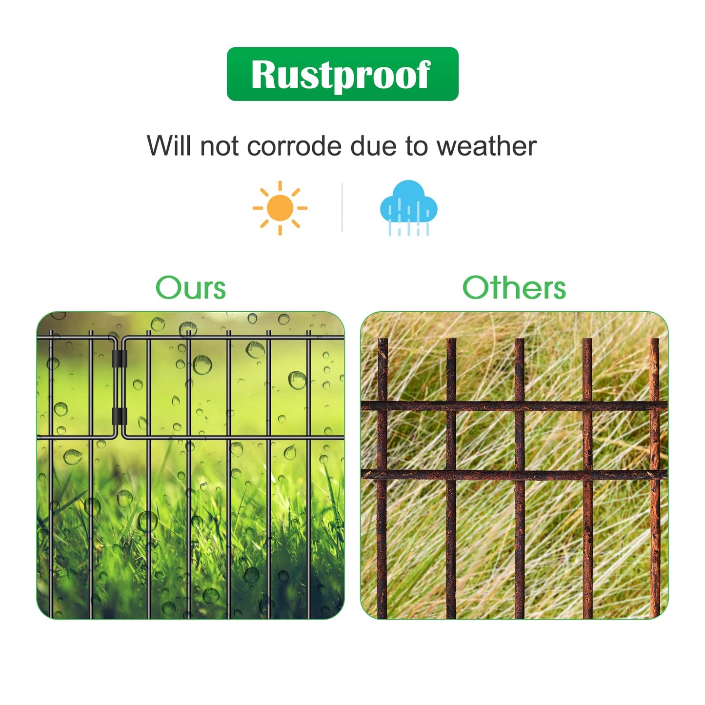 10 Pack Animal Barrier Fence, Total 16.7 Inch(H) X 10.8 Ft(L) Decorative Garden Fence, Rustproof Metal Barrier Bottom Fence, Dog Rabbits Ground Stakes Border Fence for Garden, Yard.