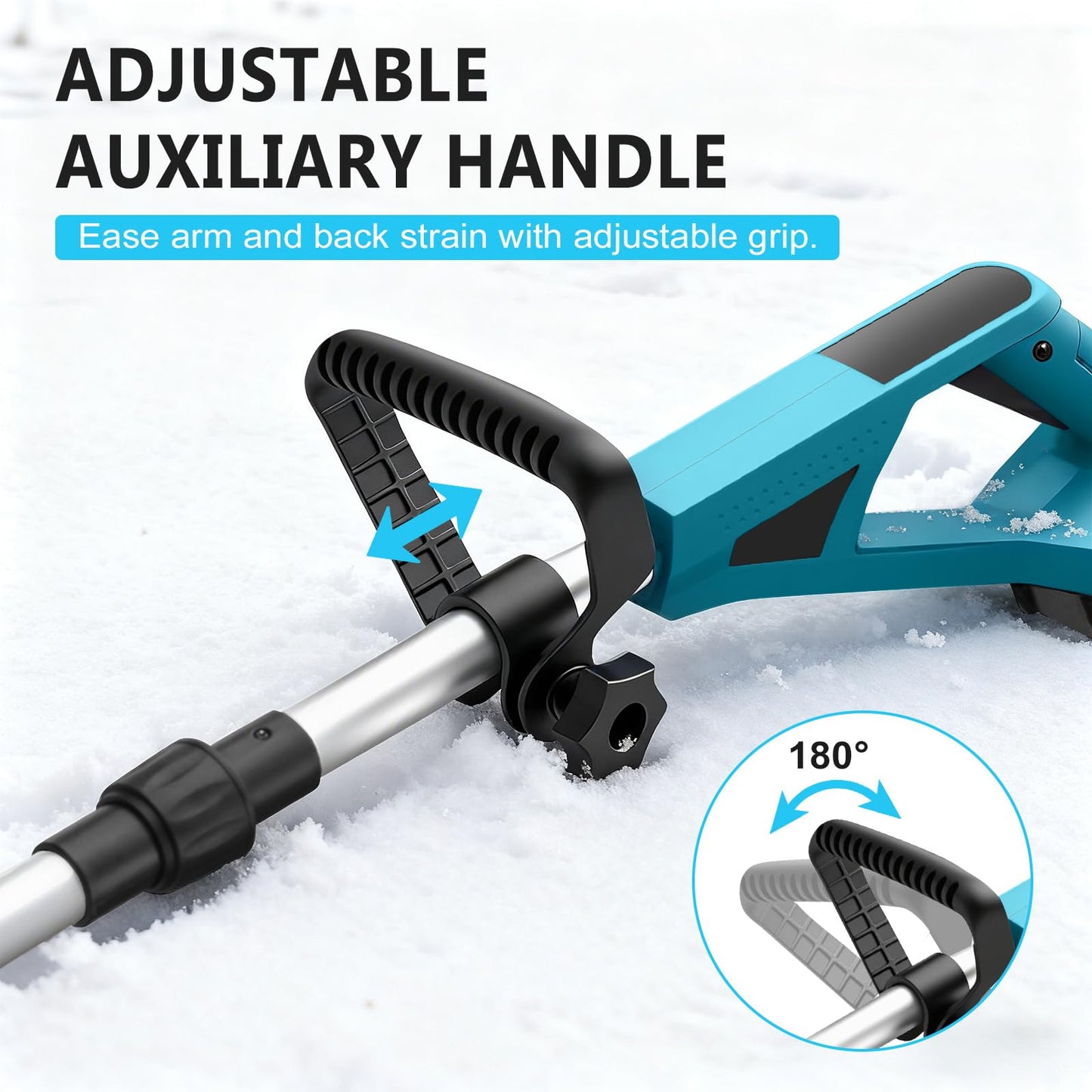 12" Cordless Snow Thrower, 2 x 4.0Ah Batteries - 21V Cordless Snow Blower Shovel, 30cm Width x 15cm Depth Clearing, Brushless Motor, Auxiliary Handle, 3-Direction Adjustable, Compatible with Makita